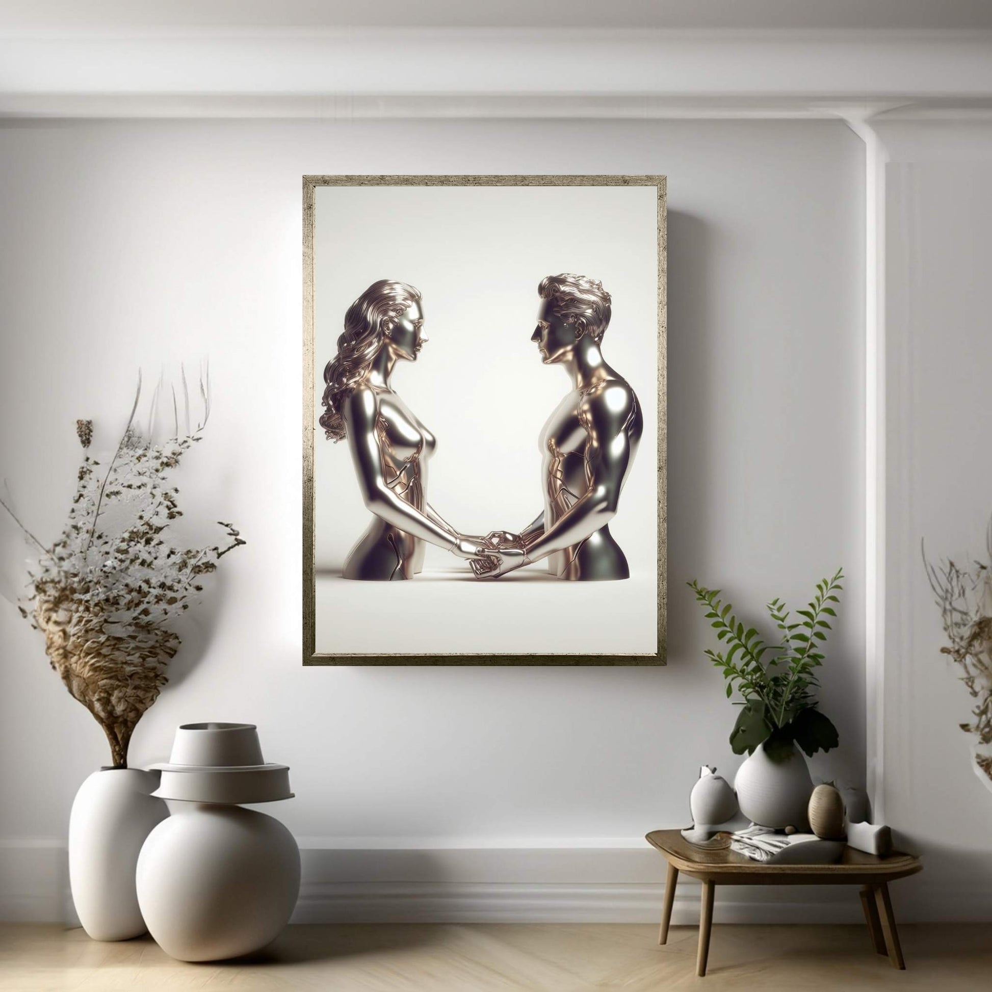 Metalic Love Couple Canvas Wall Art - Y Canvas