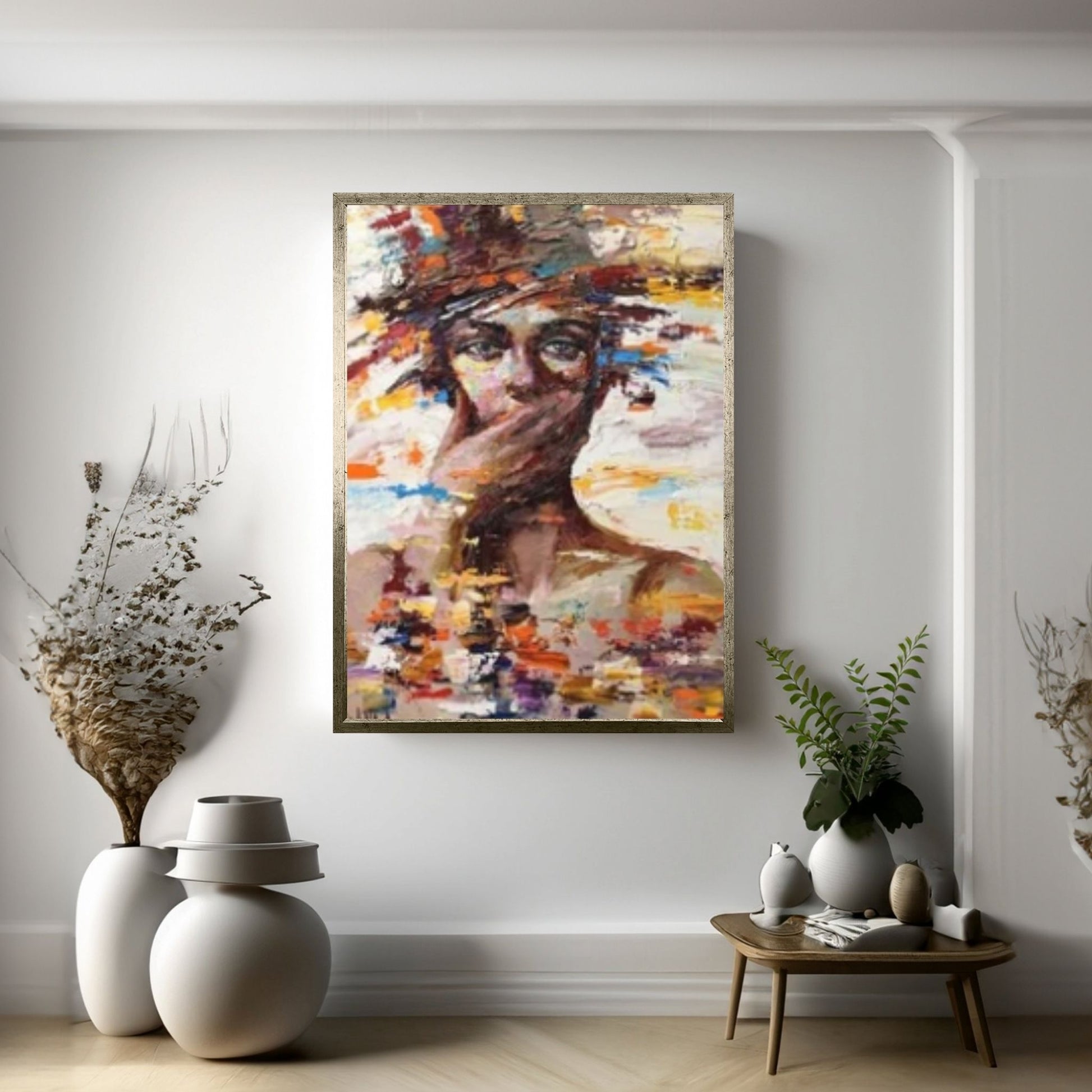 Black Woman Portrait, Afro Art, African Woman Makeup Wall Art - Y Canvas