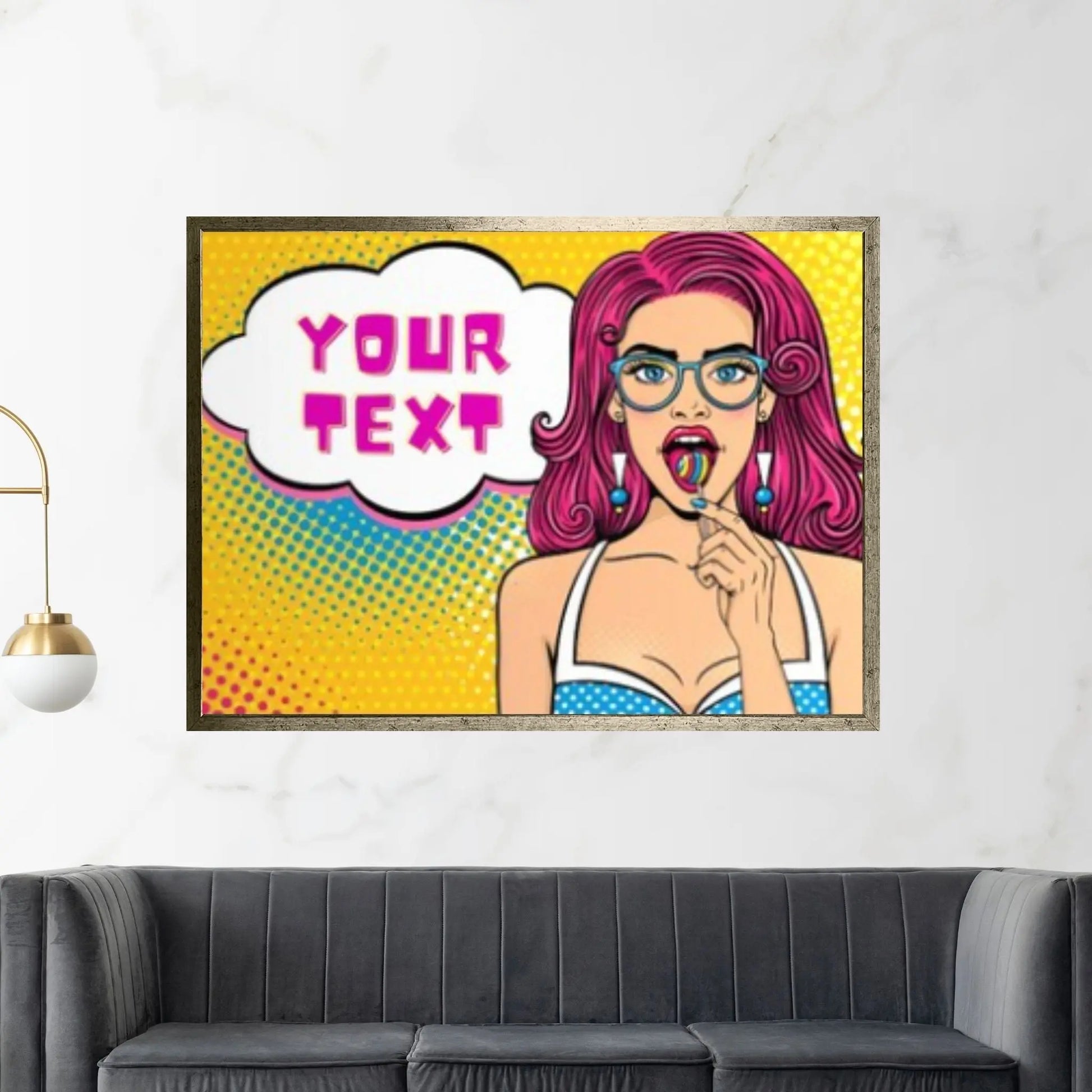 Customize Youre Text Here Pop Art Woman Wall Art, Comic Pop Art, Retro Comic - Y Canvas