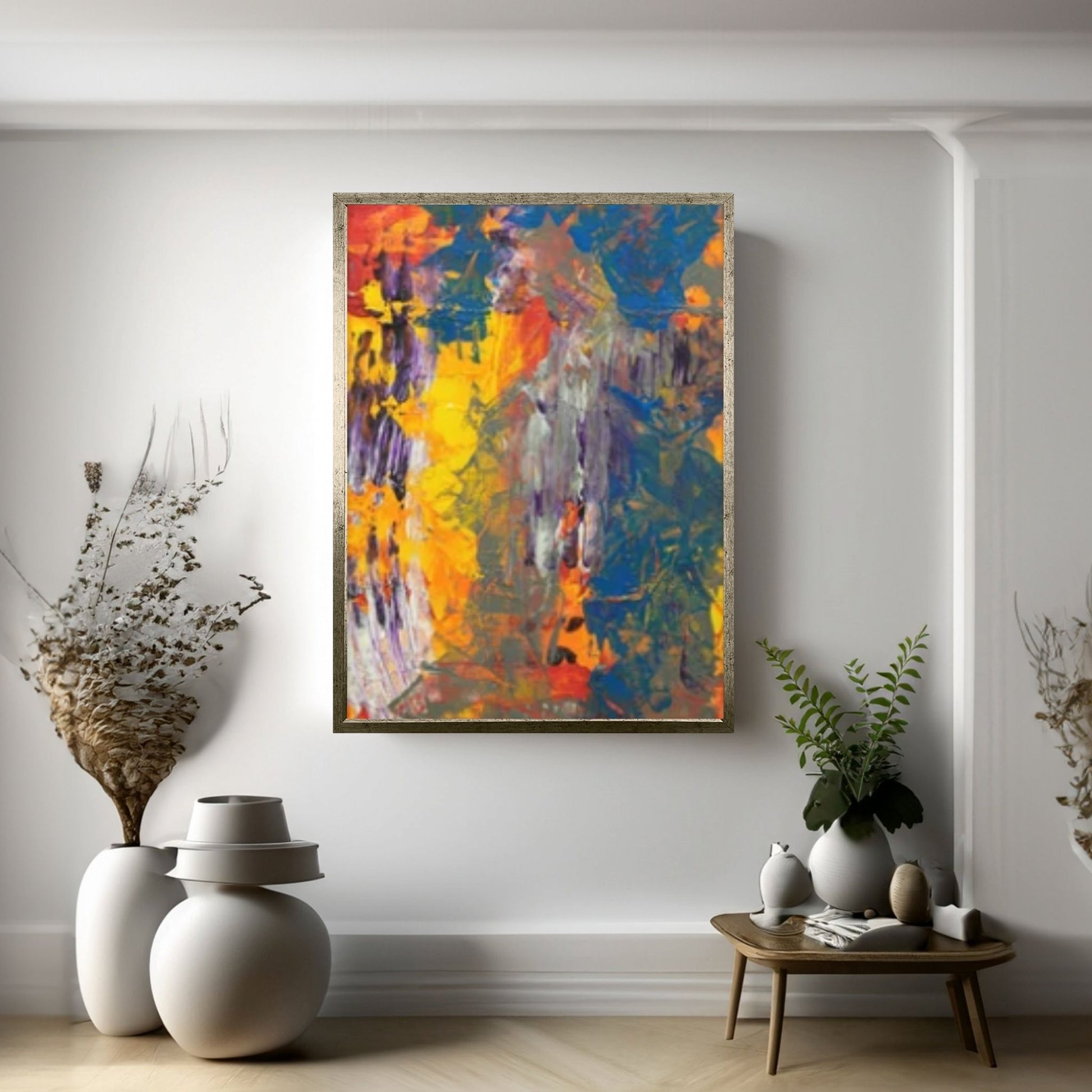 Large Yellow Painting Abstract Art, Contemporary Art Modern Oil Painting - Y Canvas