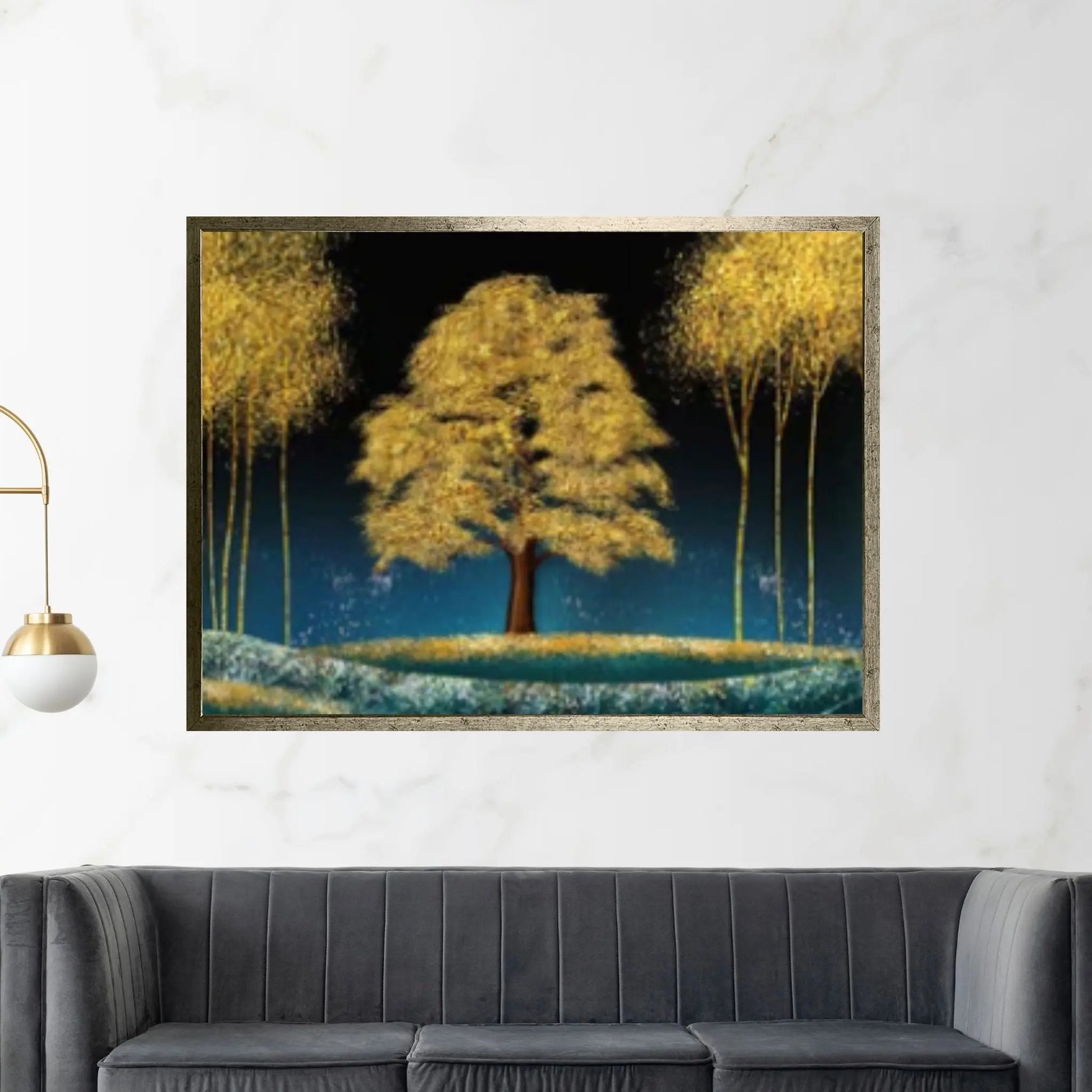 Large Golden Tree Landscape Oil Painting on Canvas Original - Y Canvas