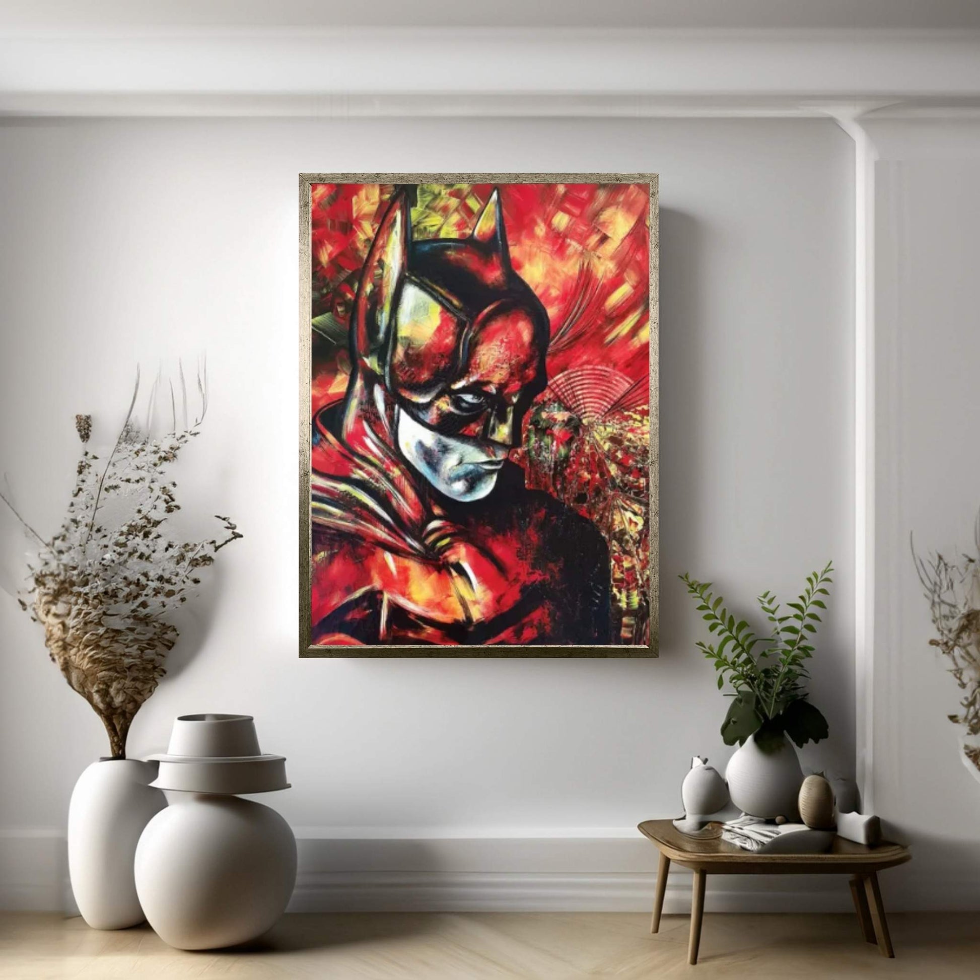 Batman On Fire Canvas Wall Art - Y Canvas