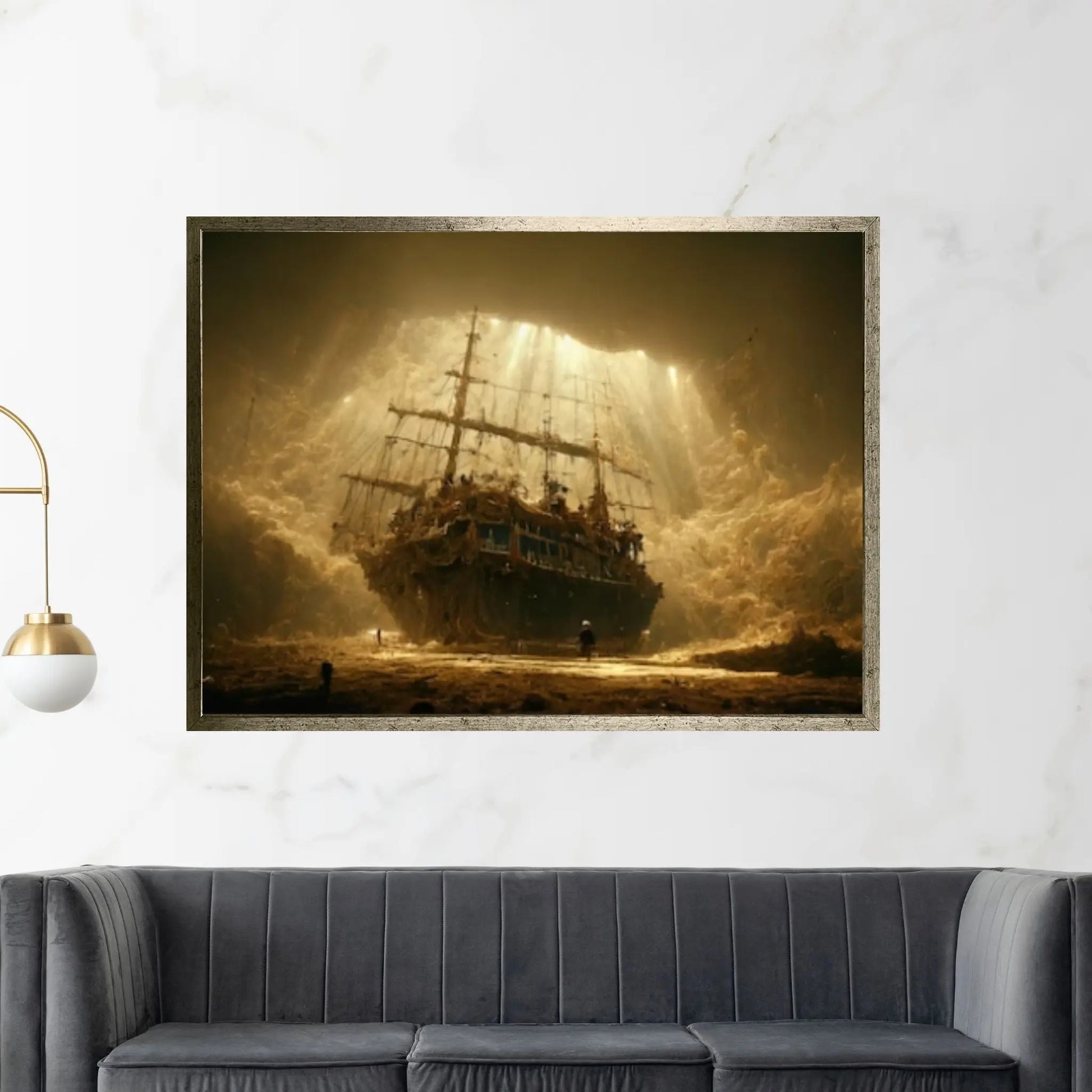 Ship Wars Wall Art,Pirate Ship Framed Canvas - Canvas Wall Art Luxury Decor for Room - Y Canvas