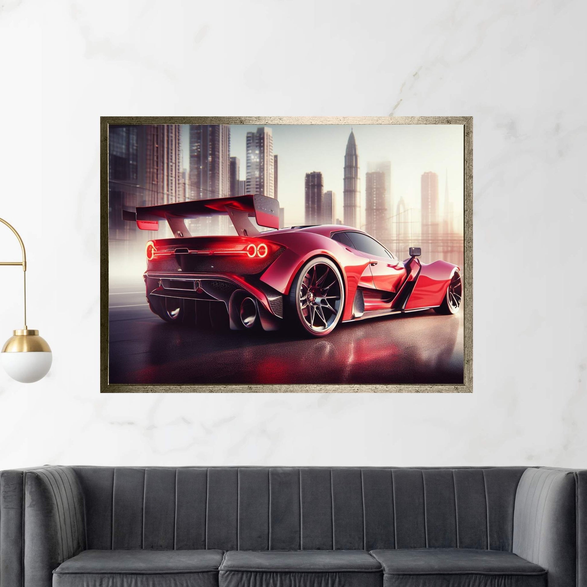 Red Sports Car Canvas Wall Art Decor - Y Canvas