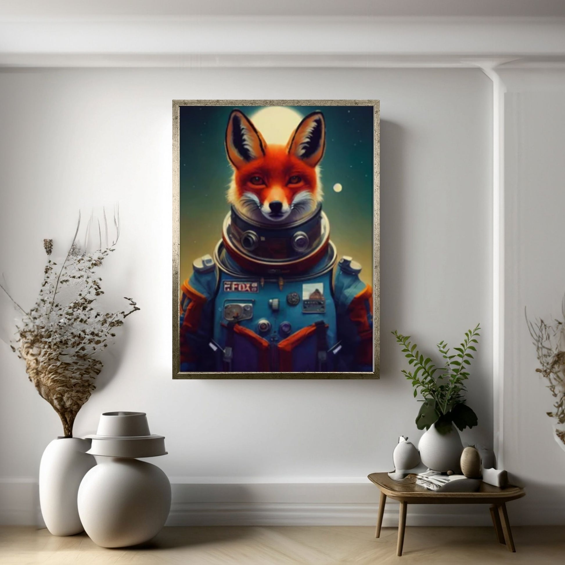 Abstract Anime Animal Fox Wall Art, Creative Animal Modeling Wall Art - Y Canvas