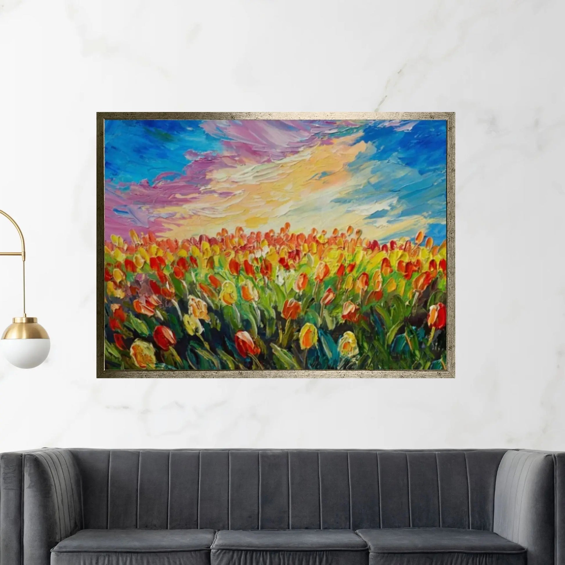 Tulip Oil Painting Tulip Canvas Art Tulip Wall Art Tulip Wall Decor - Y Canvas