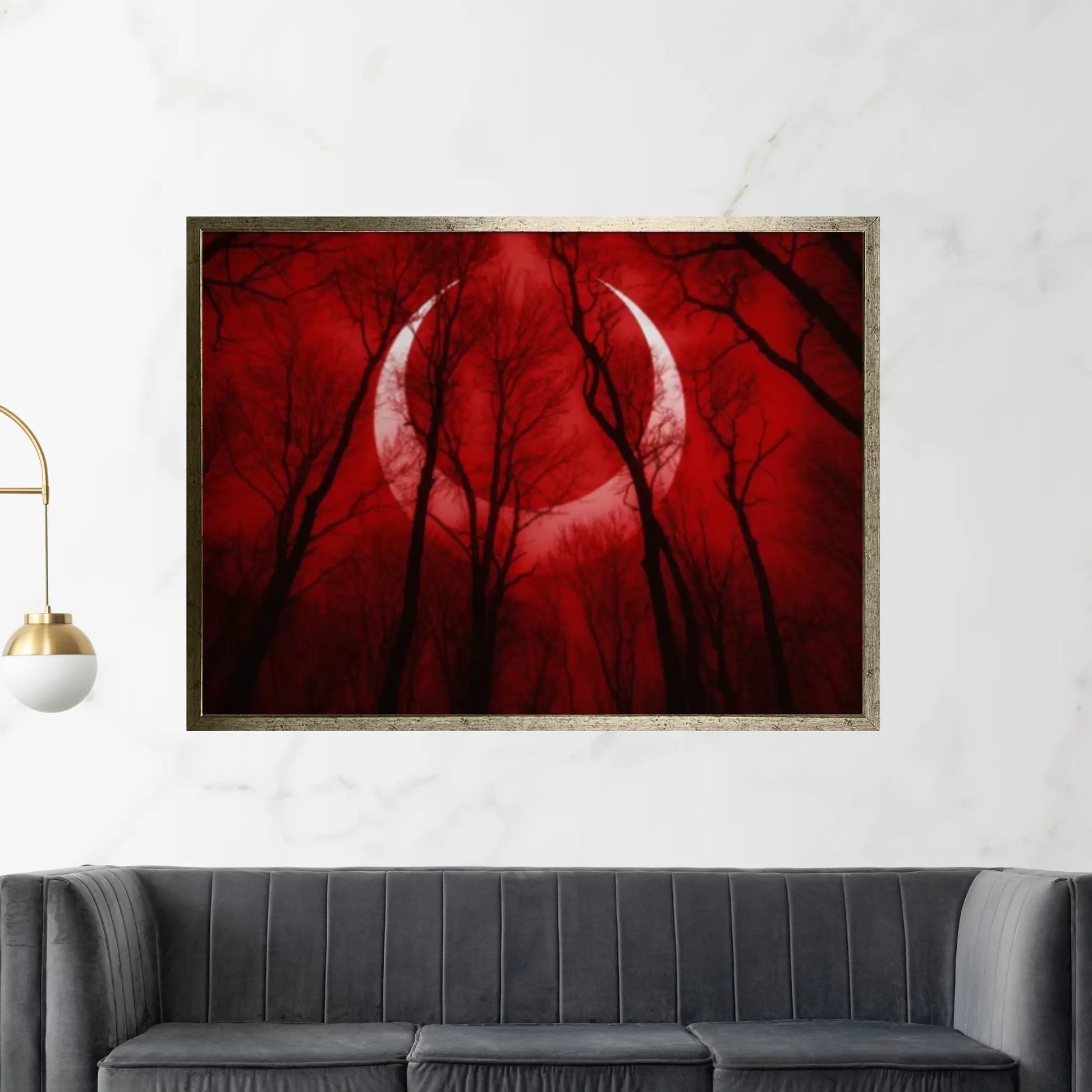 Red Moon Natural Canvas Wall Art Landscape Printing Wall Art print Canvas Wall Art Poster - Y Canvas