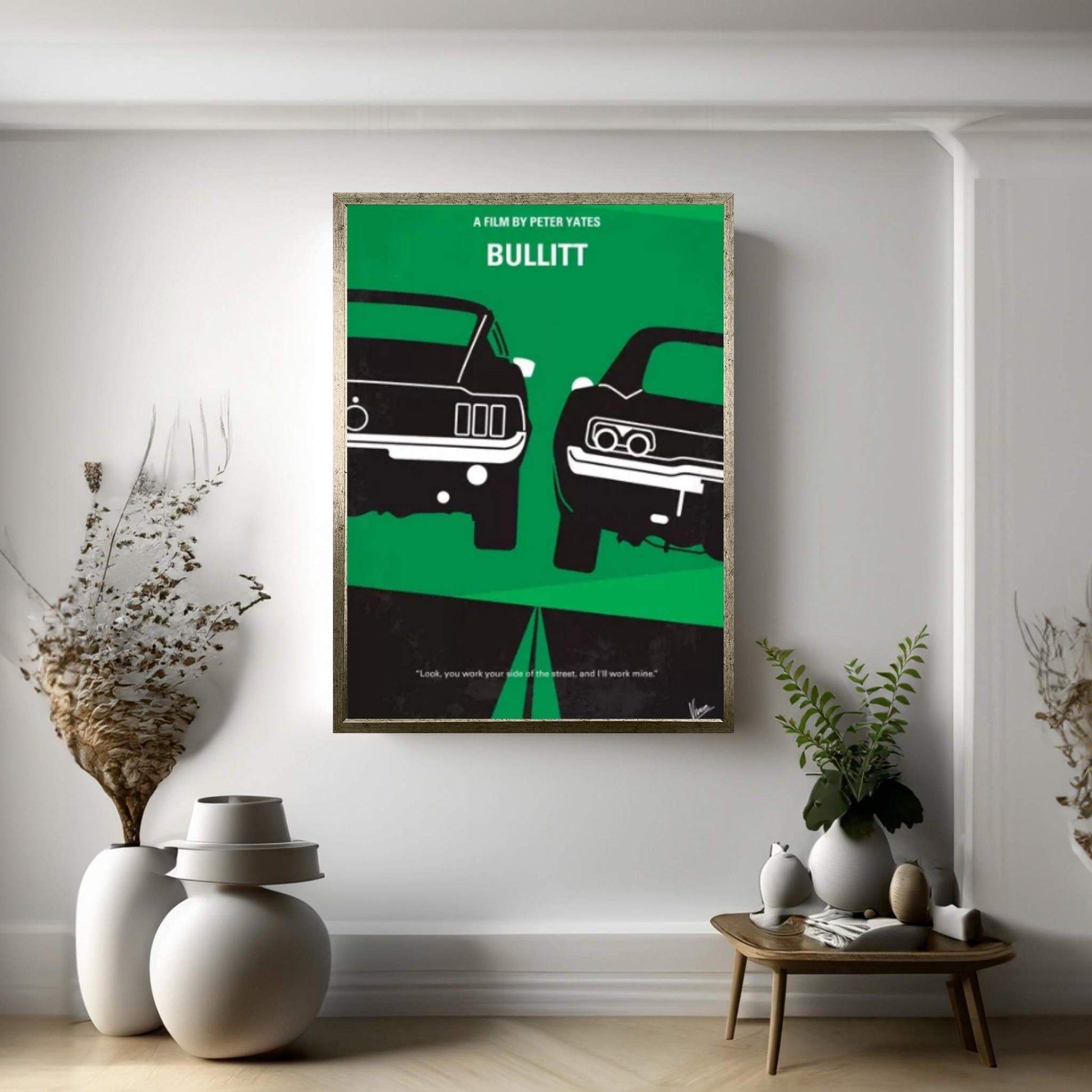 Bullitt Minimal Movie Poster Canvas Wall Art - Y Canvas