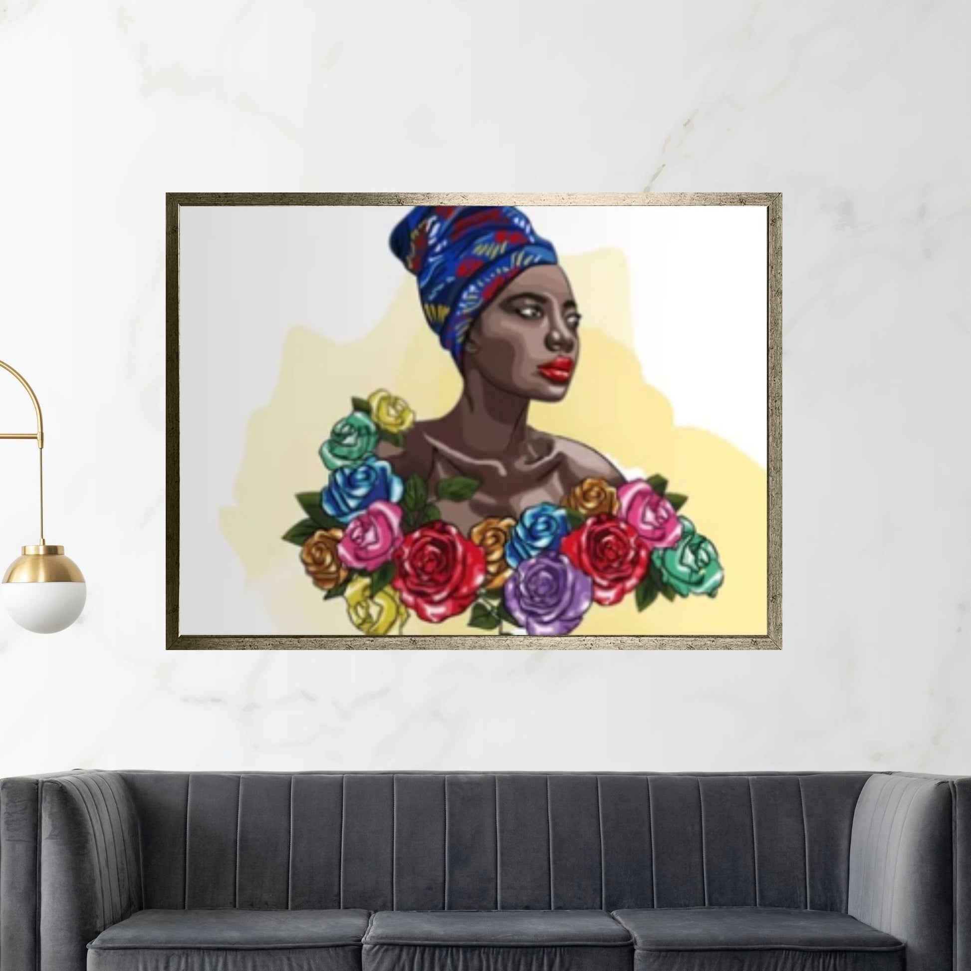 African Art Wall Decor, African Woman Makeup Wall Art, Modern Gold Lips Wall Art - Y Canvas