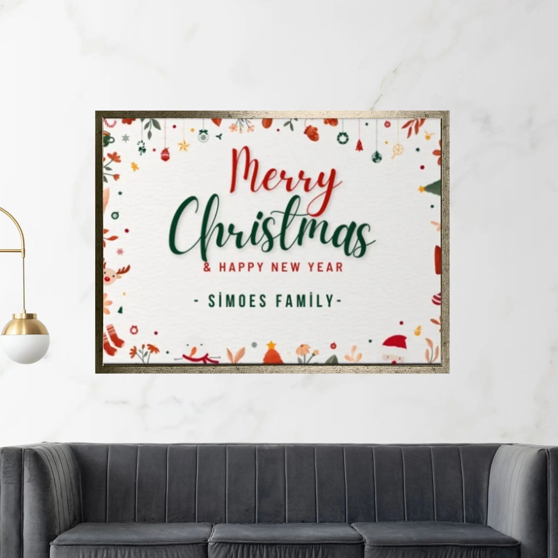 Christmas Decor Sign Personalized Custom Family Welcome Home Holiday Wall Art Canvas Print Decorations Name Sign Modern Farmhouse Wall Decor - Y Canvas