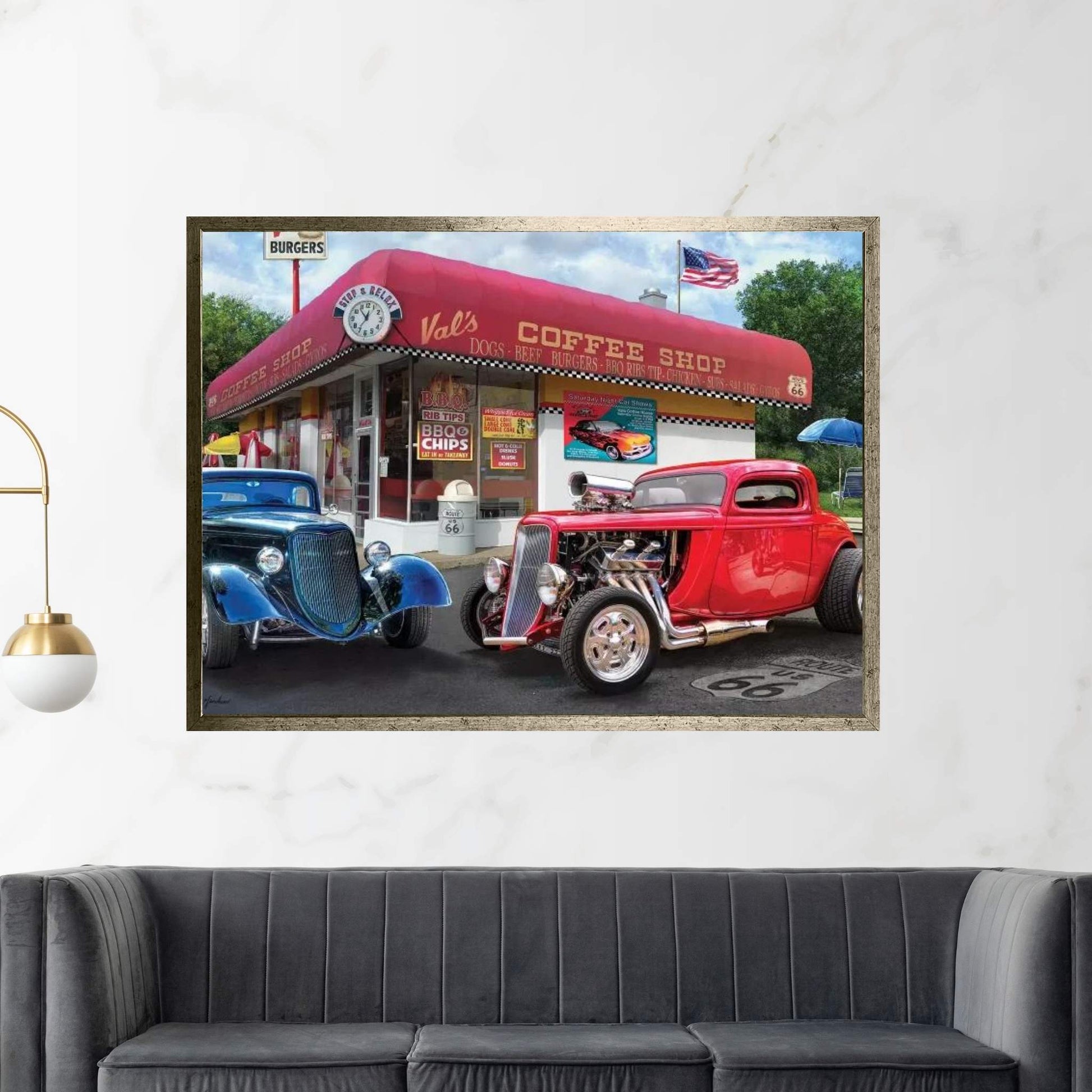 Val’s Nostalgic American Diner Canvas Wall Art - Y Canvas