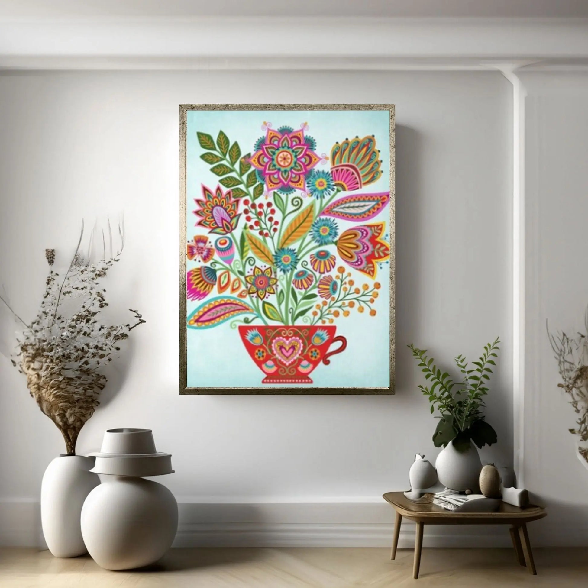 Mexican Art , Traditional Mexican Poster, Floral Mexican Wall Art Decor, Latin American Decor Canvas Wall Art - Y Canvas