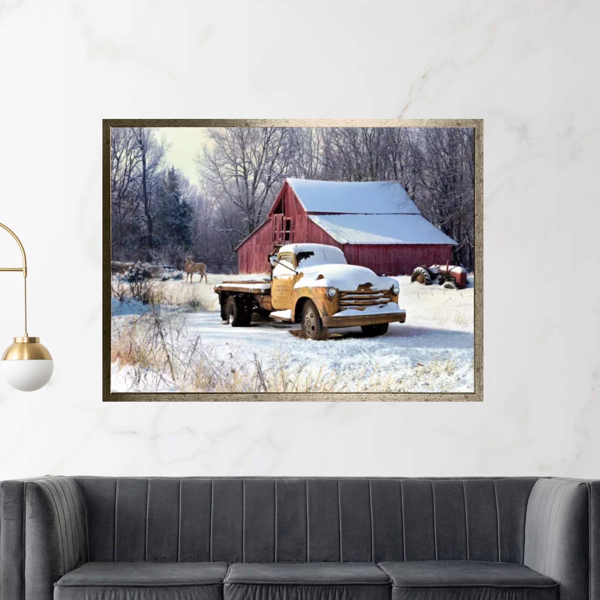 Winter Truck Canvas Wall Art - Y Canvas