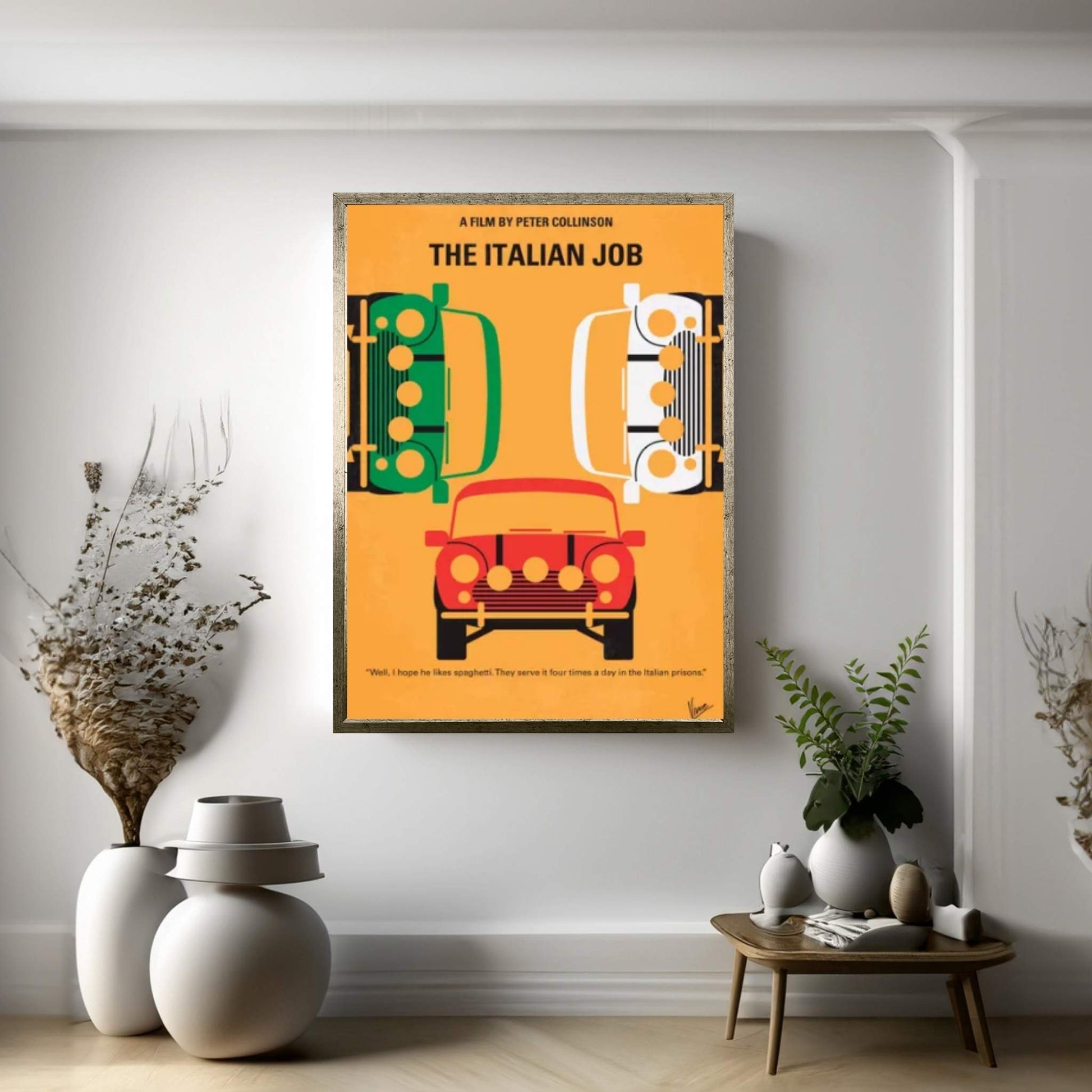 The Italian Job Minimal Movie Poster Canvas Wall Art - Y Canvas