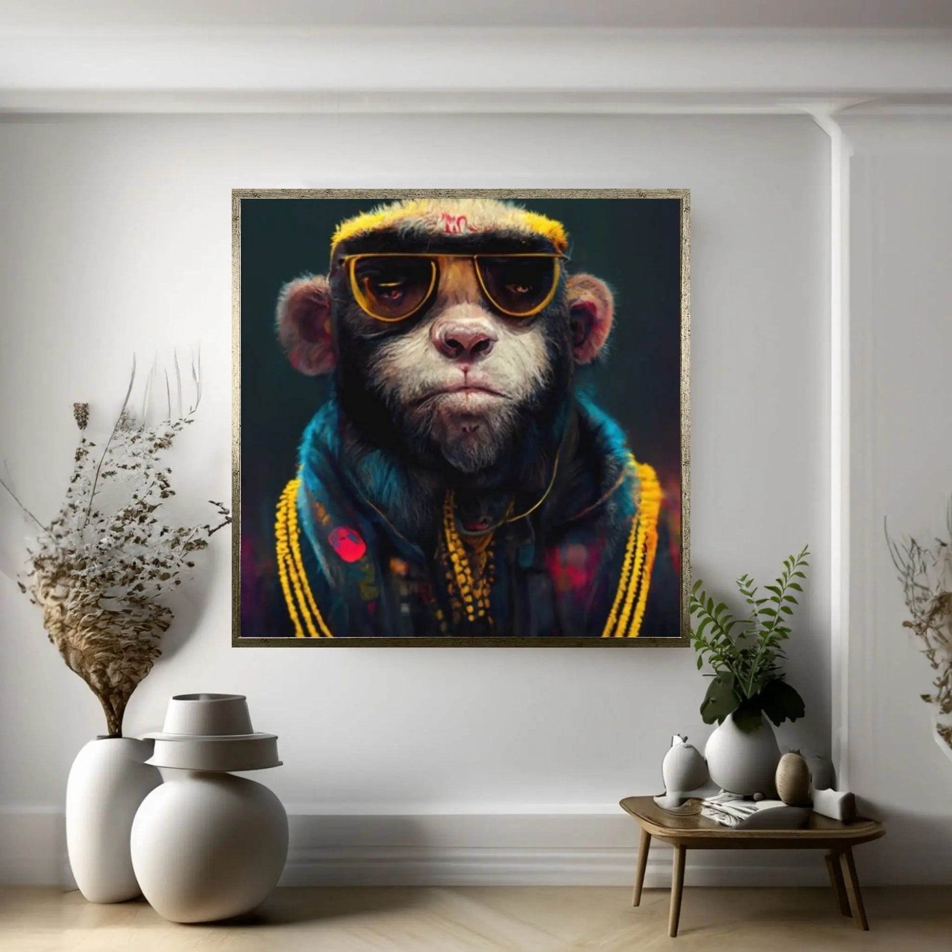 Rapper Monkey Canvas Art, Handsome Monkey Wall Art, Rapper Monkey Artwork, Graffiti Wall Print, Animal, Monkey Poster, Monkey Friends Print - Y Canvas