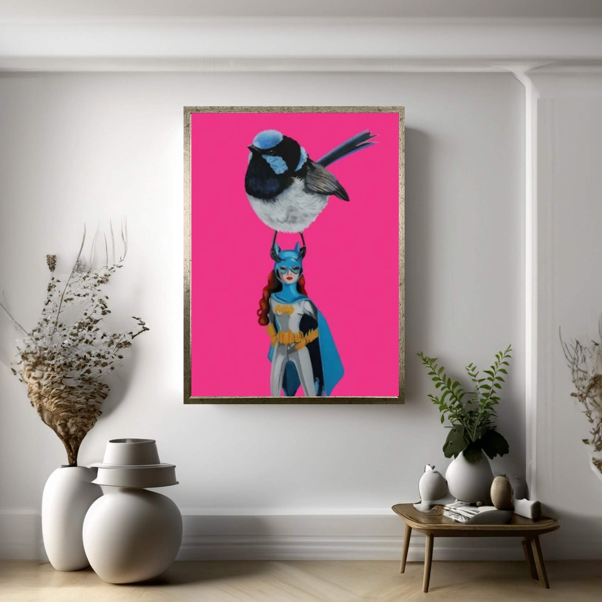 Fairy Wren On Batgirl Canvas Wall Art - Y Canvas