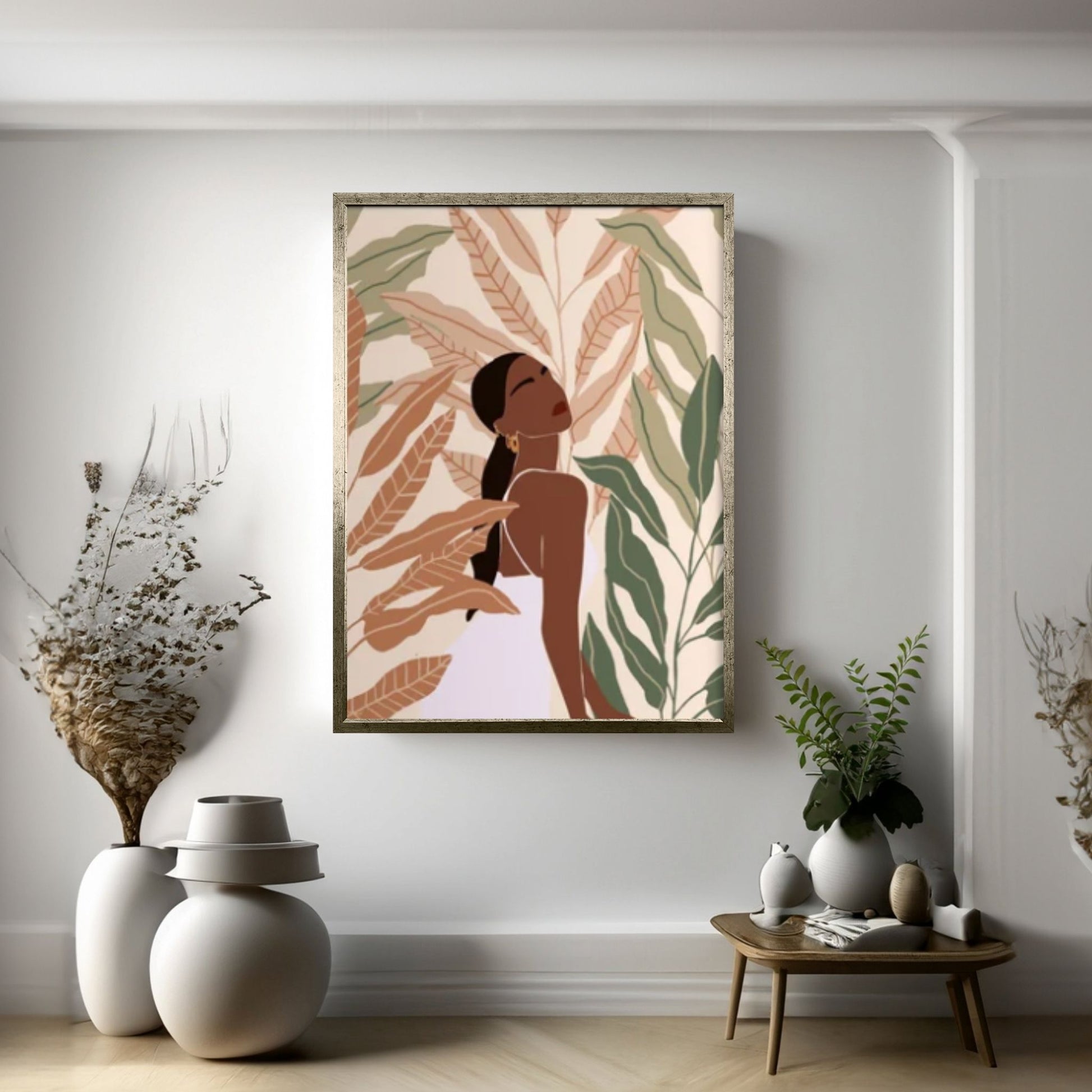 Beautiful Abstract Afro American woman in Fashion, African Art Wall Decor - Y Canvas