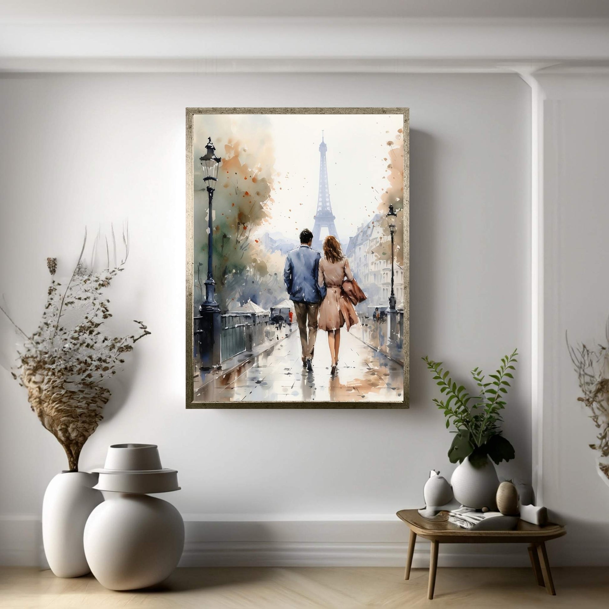 Love Walk in Paris Dear Couple, Man and Woman Canvas Wall Art - Y Canvas