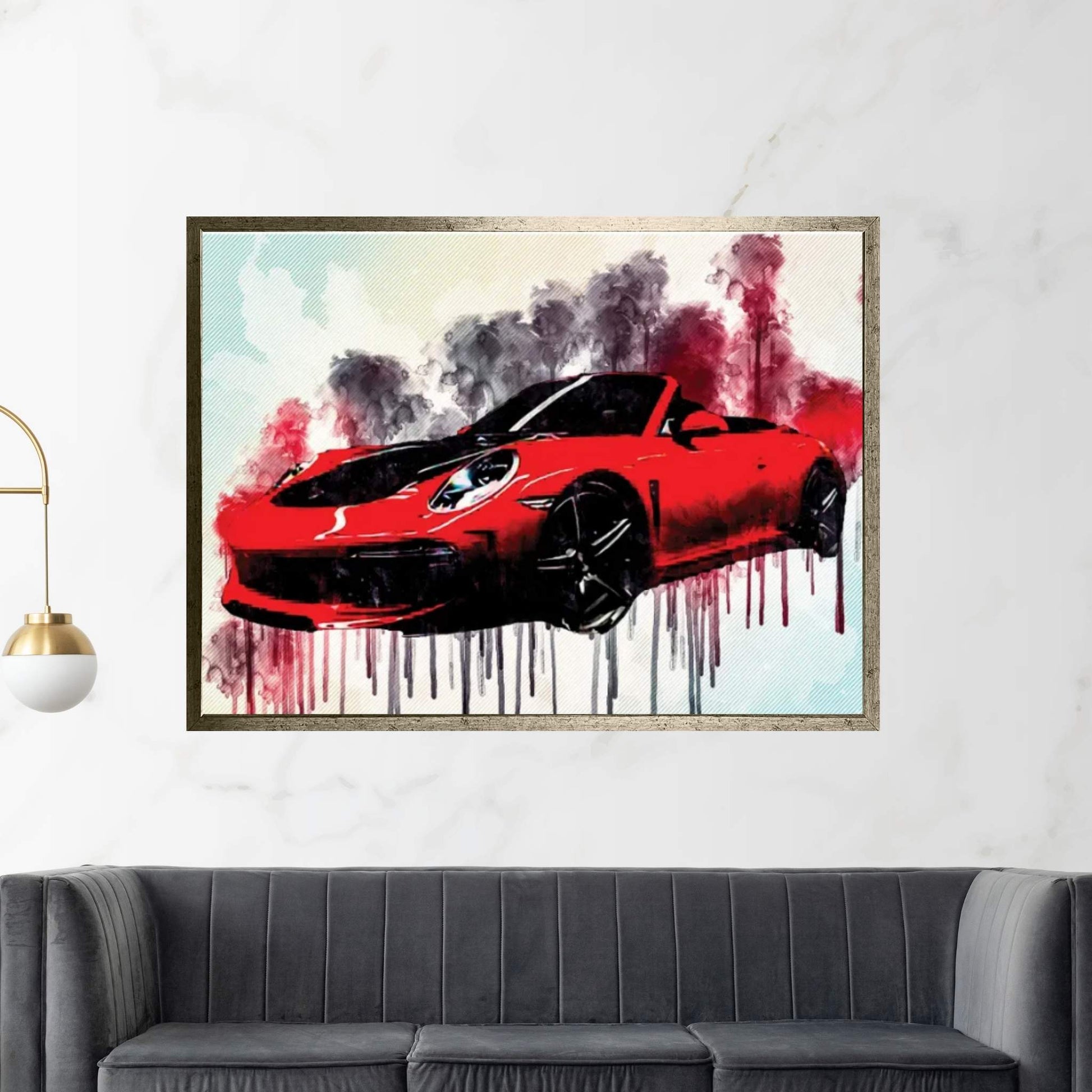 Porsche 991 Carrera Stinger 2018 Red Cabriolet Sports Tuning 911 German Sports Cars Canvas Wall Art - Y Canvas