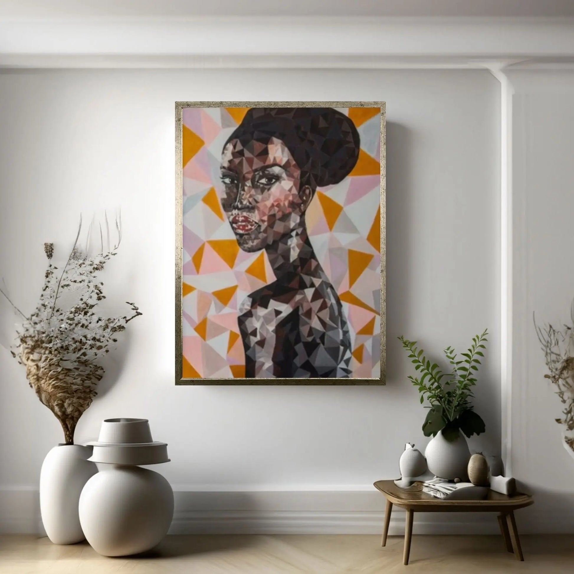 African Black Woman Portrait, Afro Art, African Woman Makeup Wall Art - Y Canvas