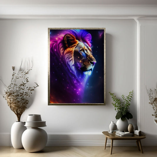 Animal Lion Canvas Wall Art, Creative Animal Modeling Wall Art - Y Canvas