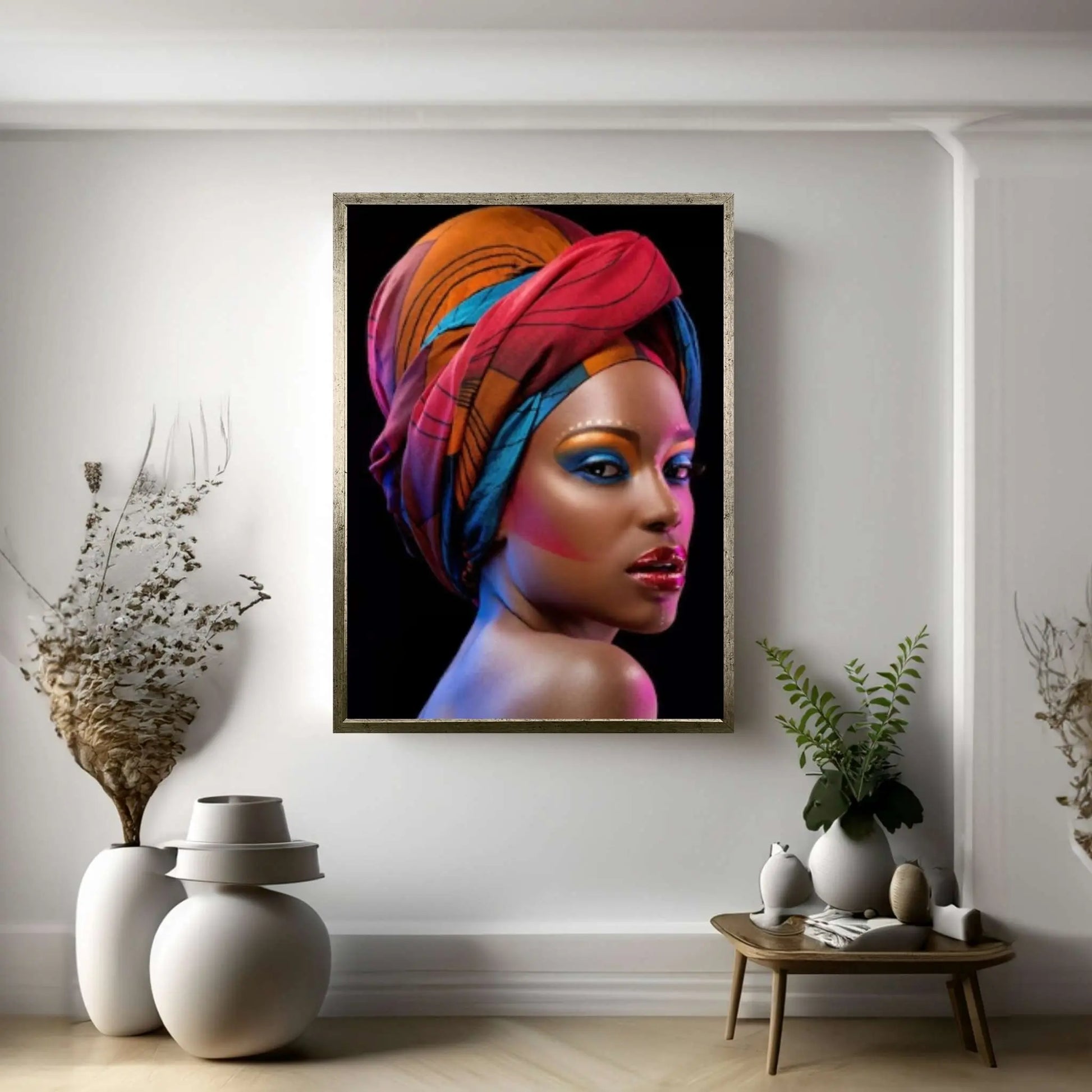 African Woman Portrait Wall Art /African Woman Canvas Print / African American Home Decor Black Woman Make Up Home Decor - Y Canvas