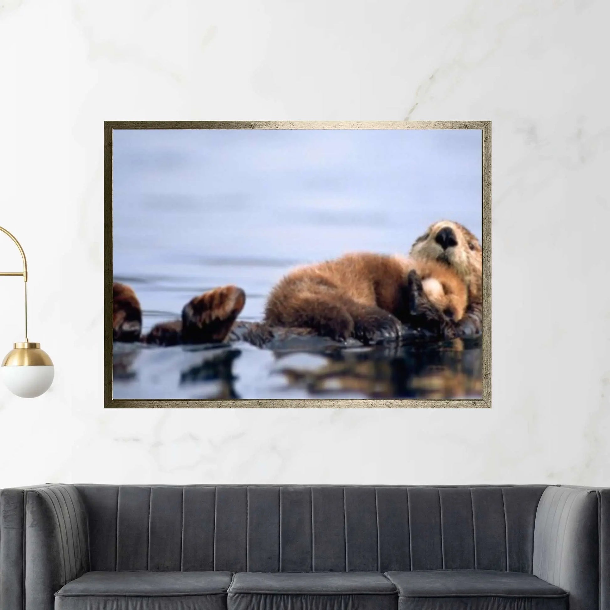 Baby Sea otter save from being wet Canvas Wall Art Design - Y Canvas