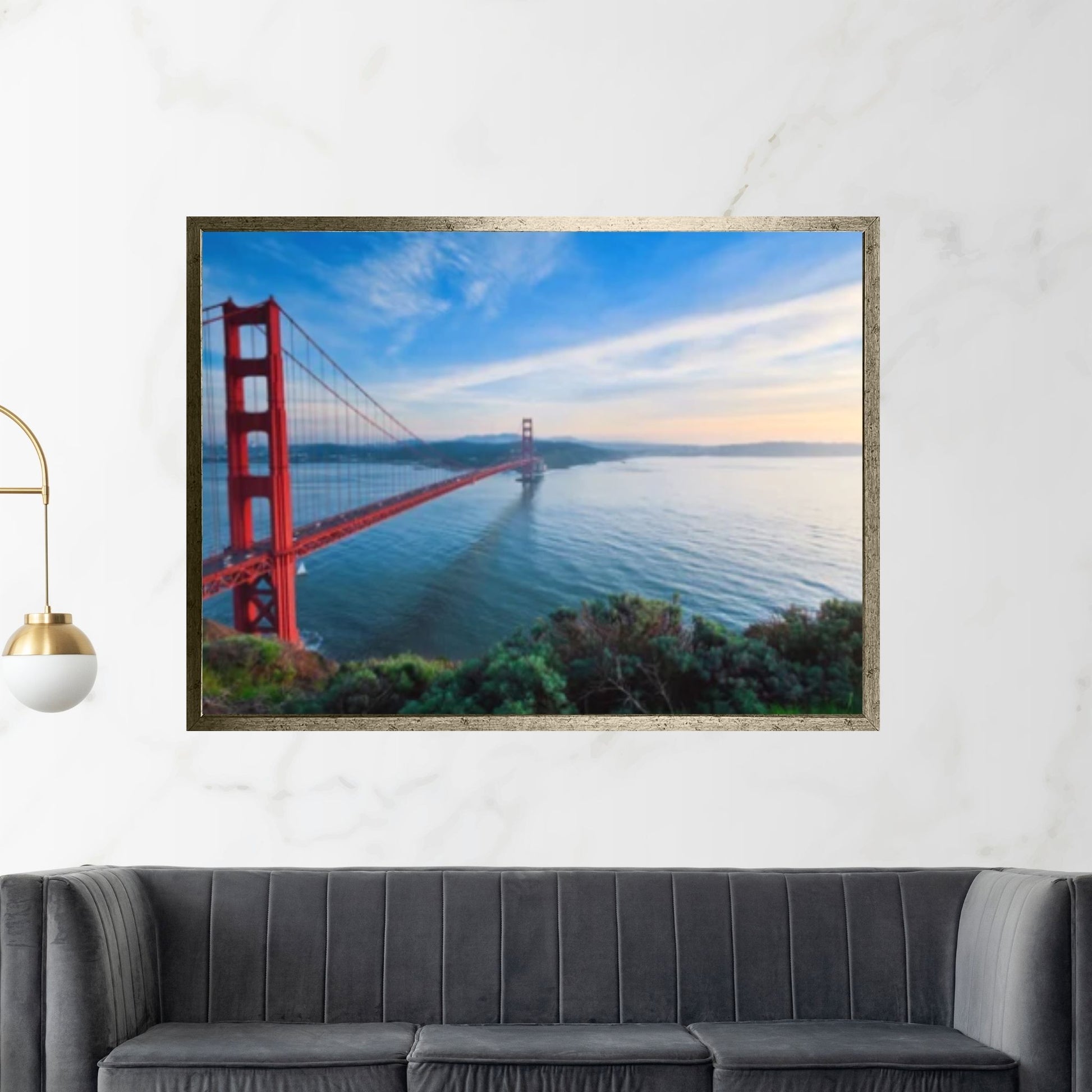 San Francisco Panoramic Canvas Print, San Francisco Canvas Wall Art, Golden Gate Bridge Canvas Art - Y Canvas