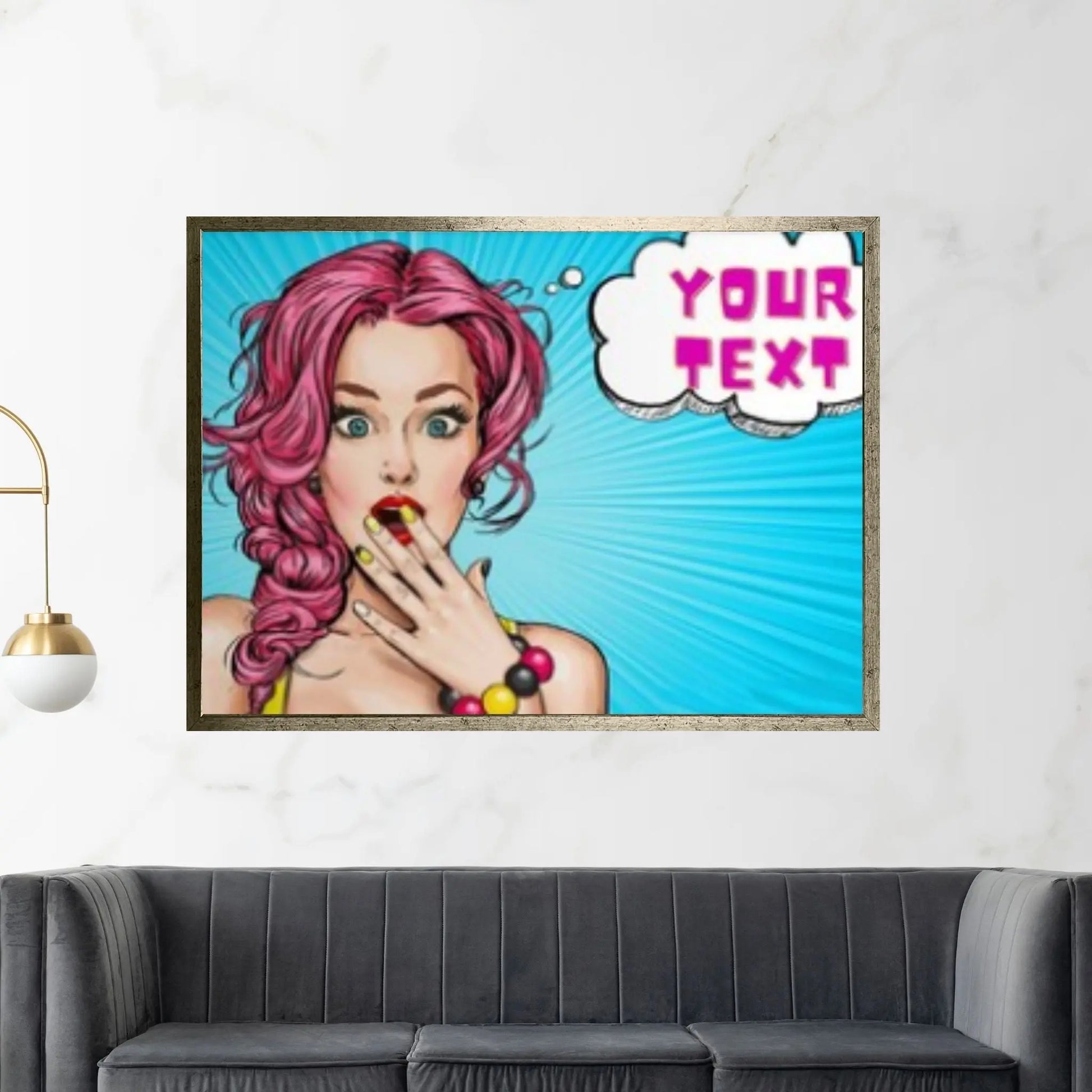 Customize Youre Text Here Pop Art Woman Wall Art, Comic Pop Art, Retro Comic - Y Canvas