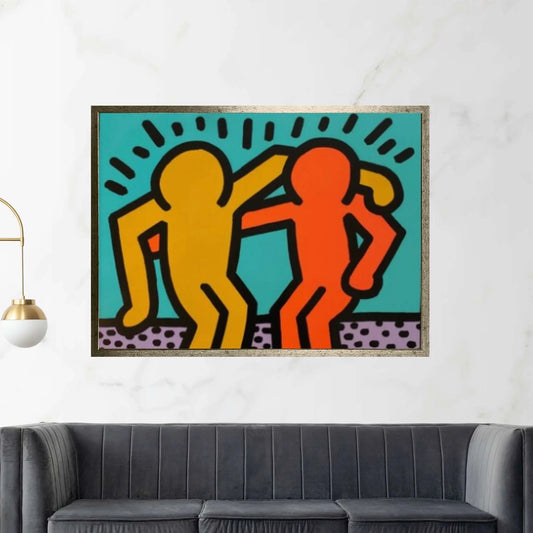 Keith Haring Canvas, Hugging People,Friendly Artwork, Hugging People Poster, Keith Haring Wall Decor - Y Canvas