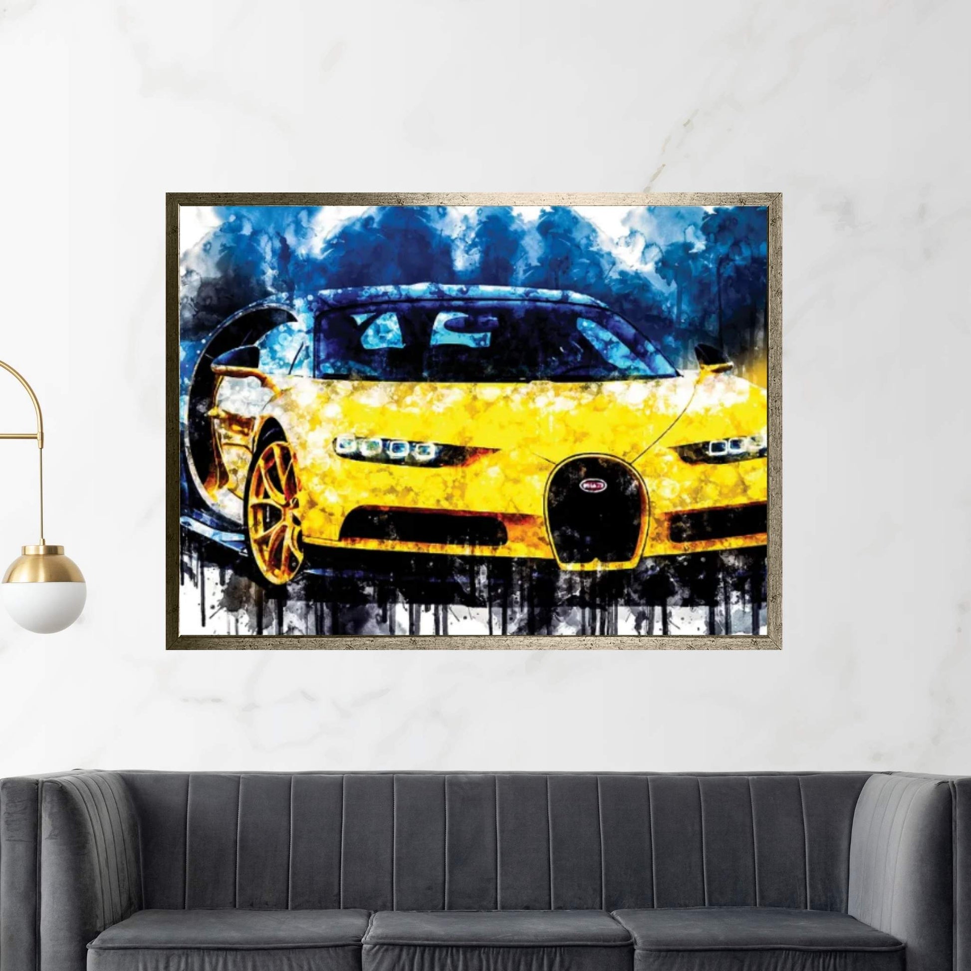 2018 Bugatti Chiron Yellow And Black Canvas Wall Art - Y Canvas