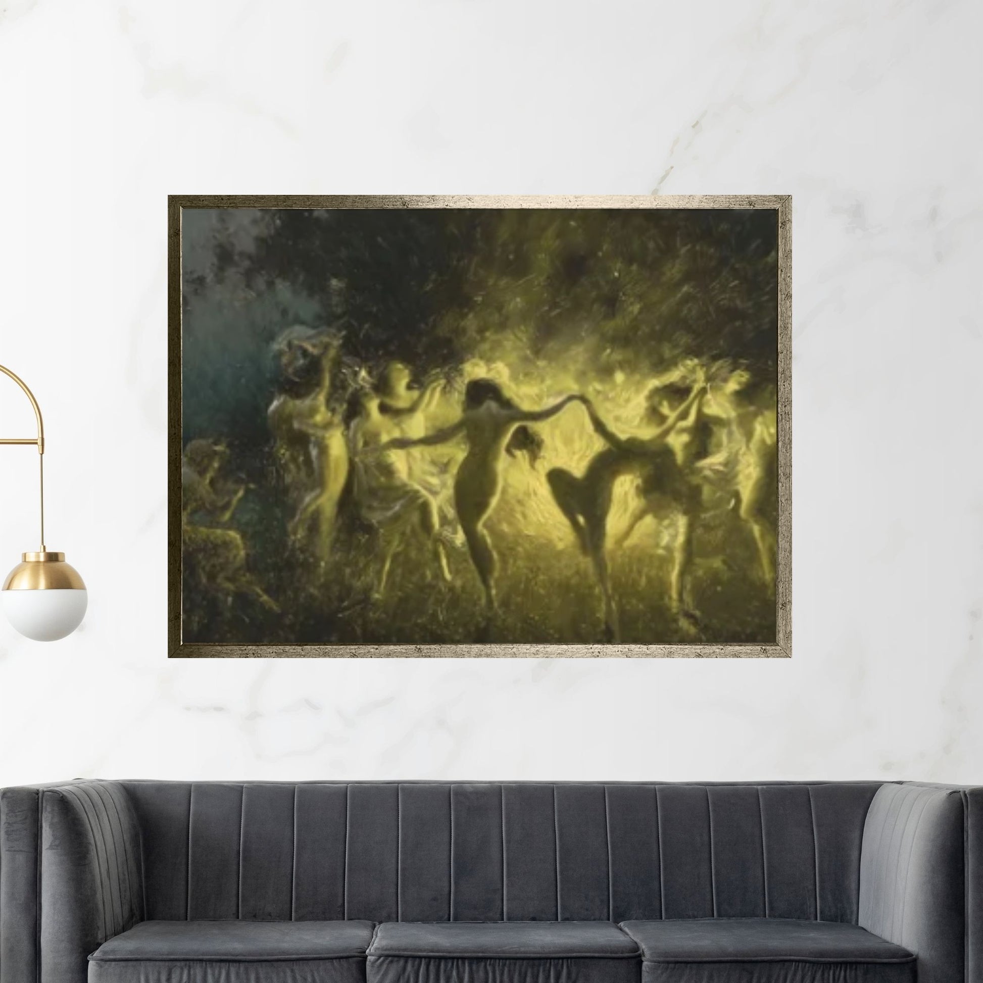 Joseph Tomanek /Large Size Painting, Witches Magic, Original Large Art Fire Dance (1889) Print On Canvas Or Paper - Y Canvas