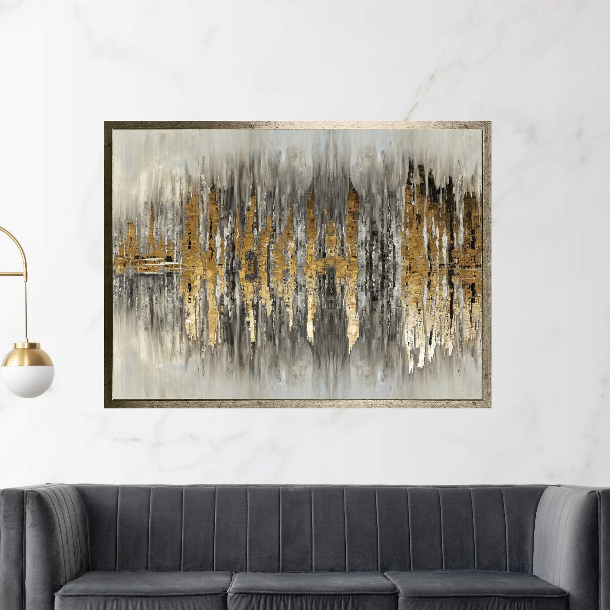 Modern Gold Abstract Wall Art Canvas - Y Canvas