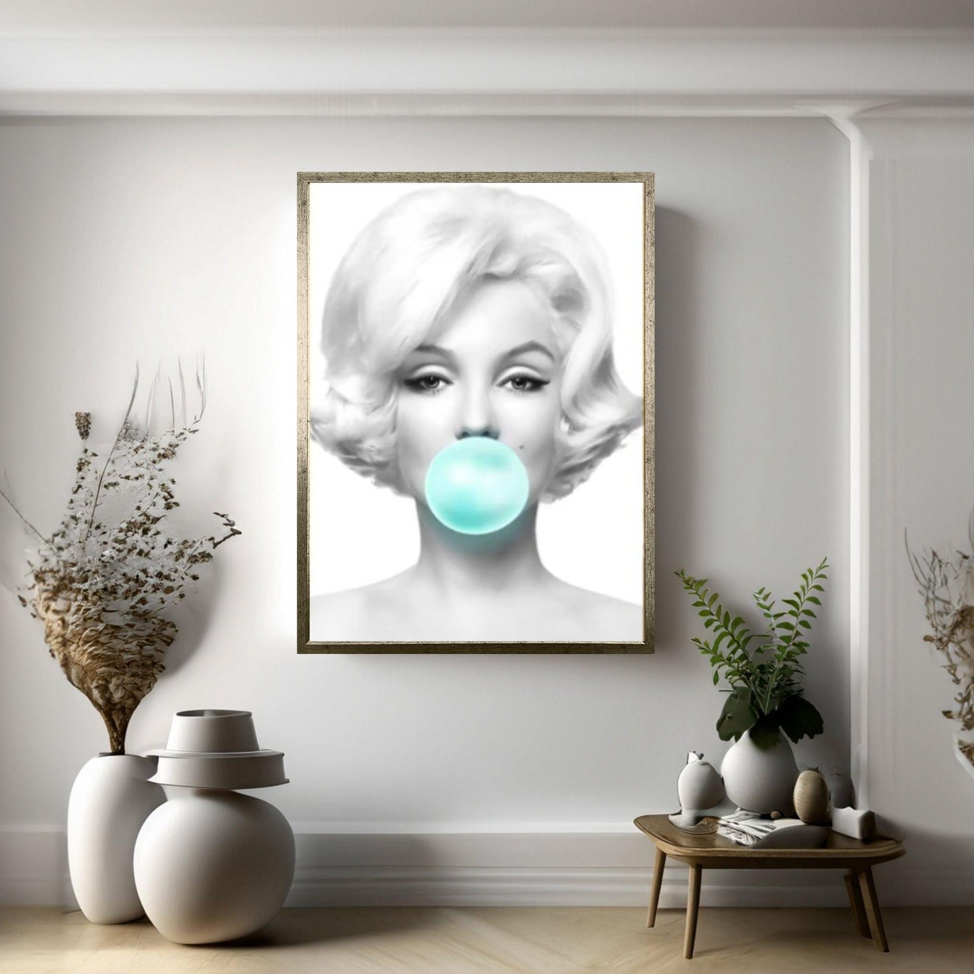 Marilyn Monroe Wall Art Canvas / Monroe Pink Bubble Gum Art Poster - Y Canvas