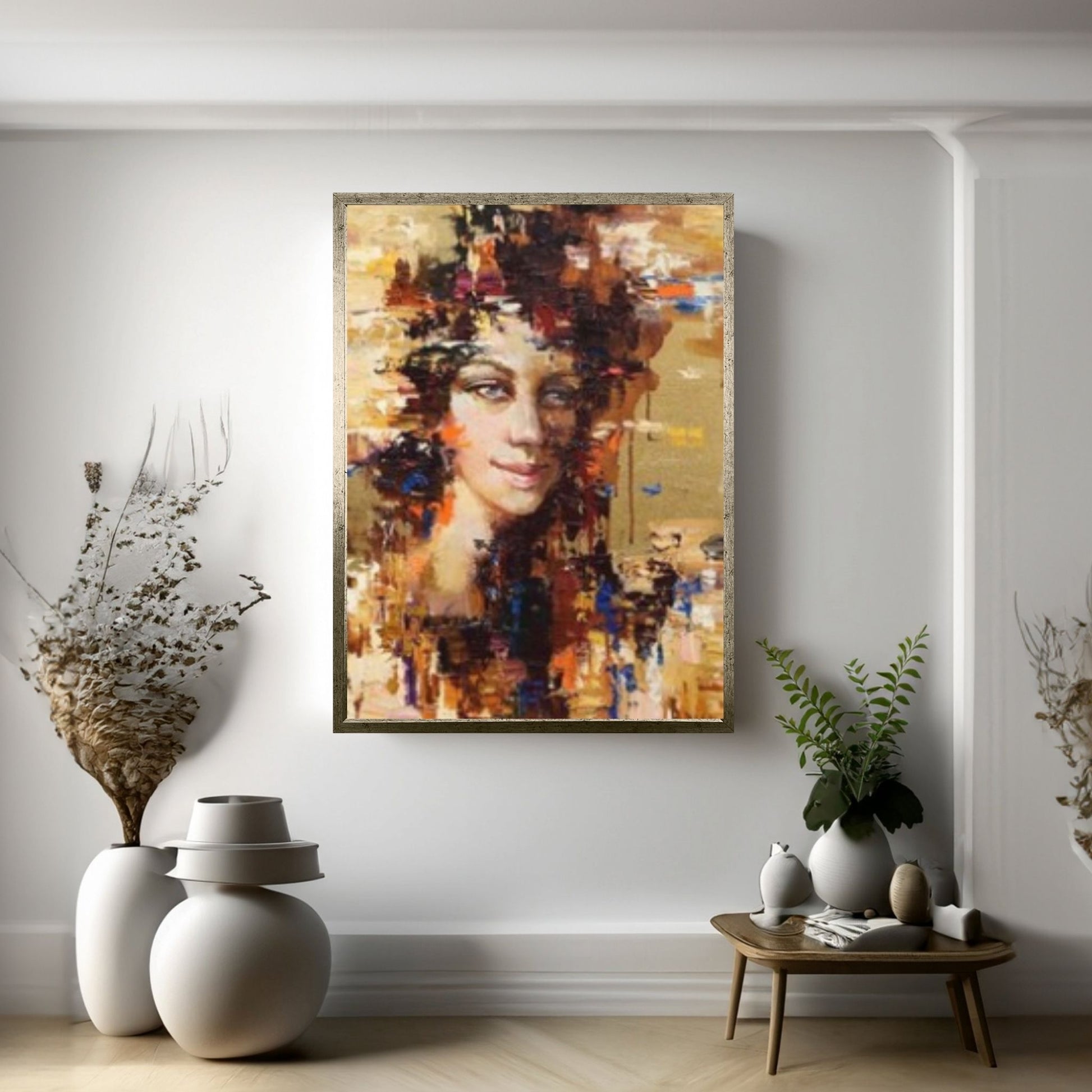 Woman Portrait, Colorful Wall Art,Woman Makeup Wall Art, Abstract Canvas Art - Y Canvas