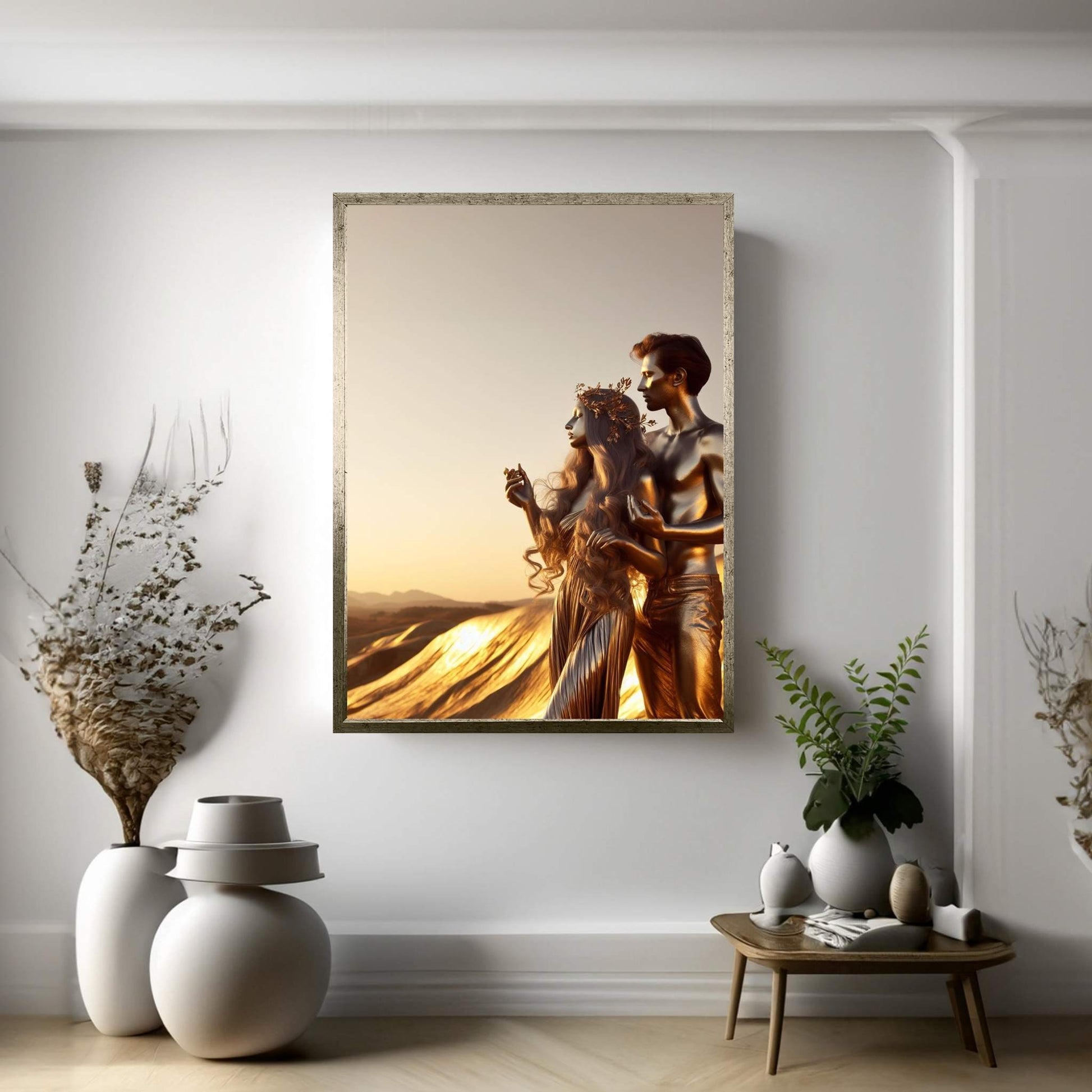 Metalic Love Man and Woman Canvas Wall Art - Y Canvas