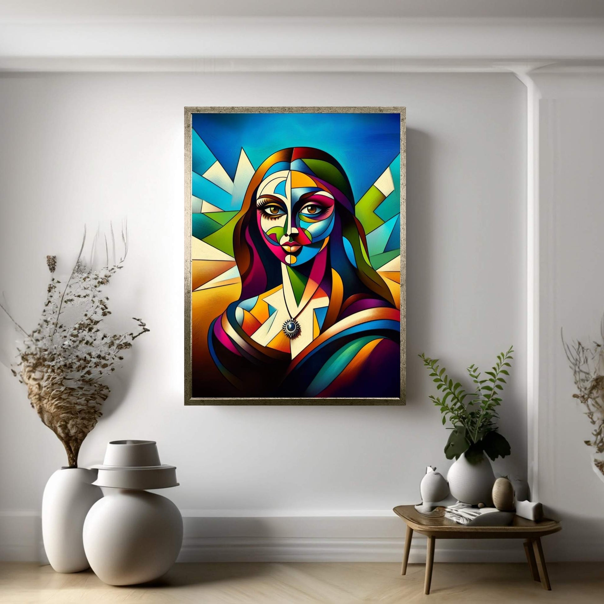 Modern Mona Lisa Picasso Style Reproduction Modern Abstract Canvas Wall Art - Y Canvas