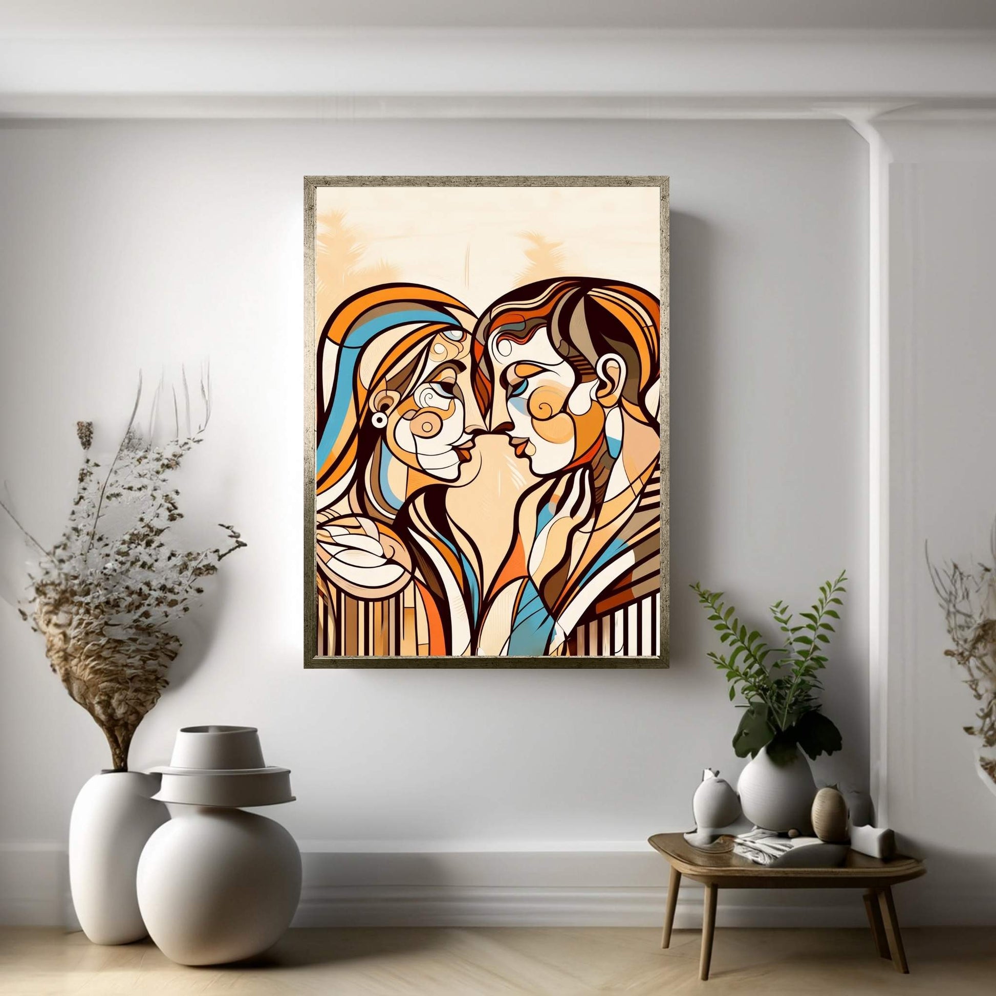 Love Couple Picasso Style Canvas Wall Art - Y Canvas