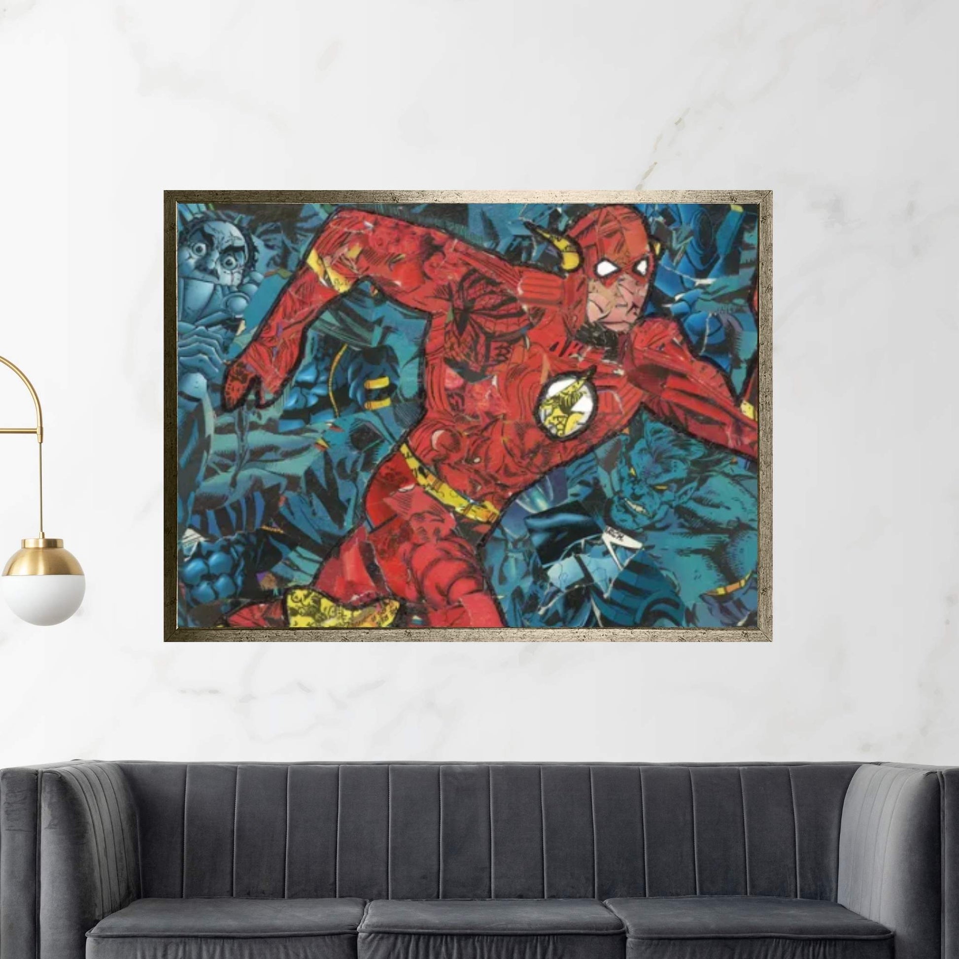 The Flash Comic Collage Canvas Wall Art - Y Canvas