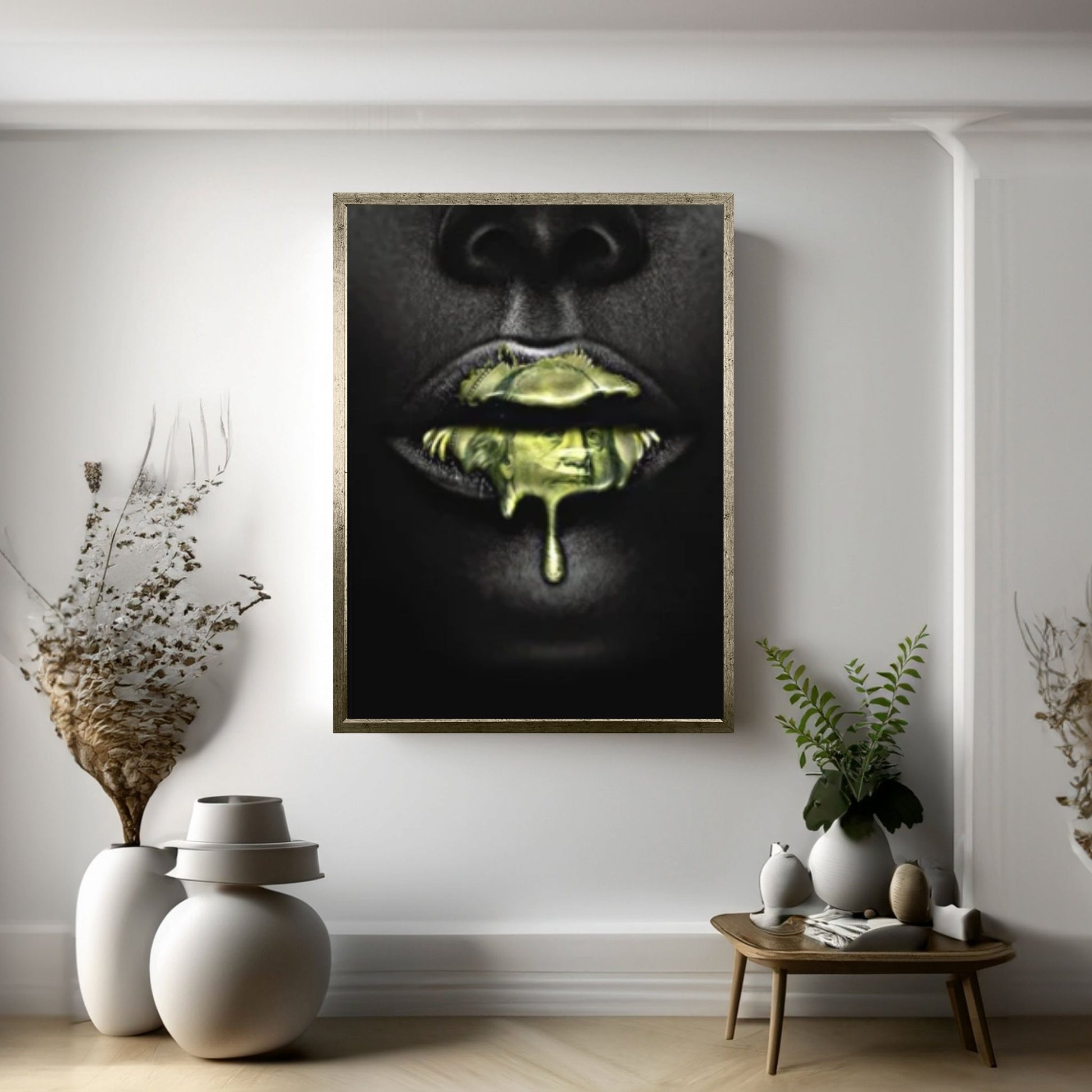 Home Decor Money Lipstick HD Print, Sexy African Woman Paintings Picture Wall Art, Nordic Modular Canvas Poster Bedside Background - Y Canvas