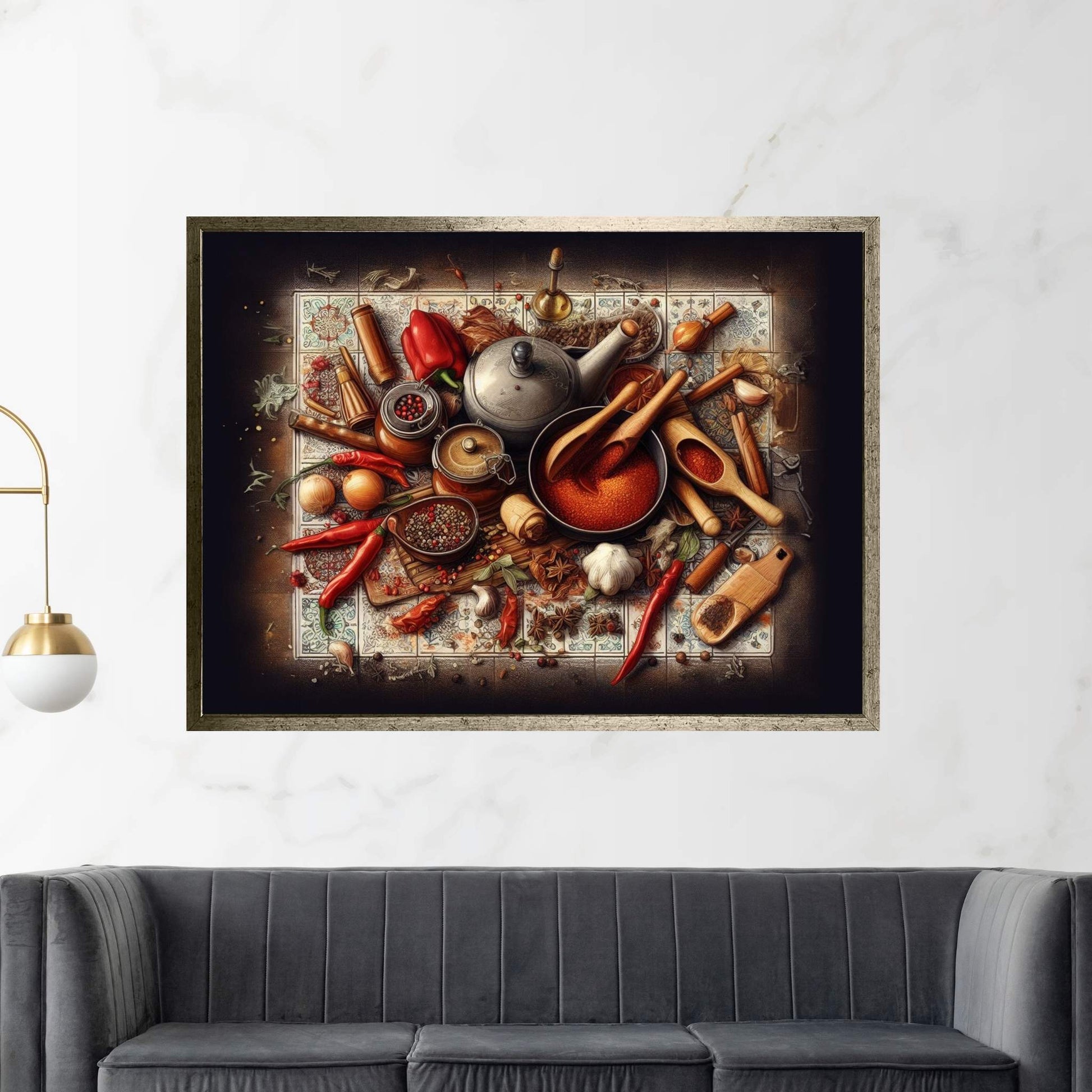 Spices Kitchen Wall Art, Food Artwork, Abstract Wall Decor, Indian Spices Canvas, Modern Wall Decor Home Decor - Y Canvas