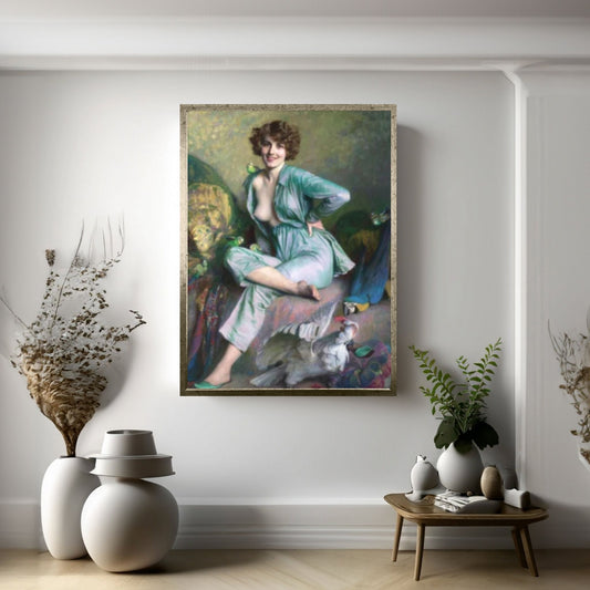 Émile Friant : The Familiar Birds Canvas Wall Art Print Poster - Y Canvas