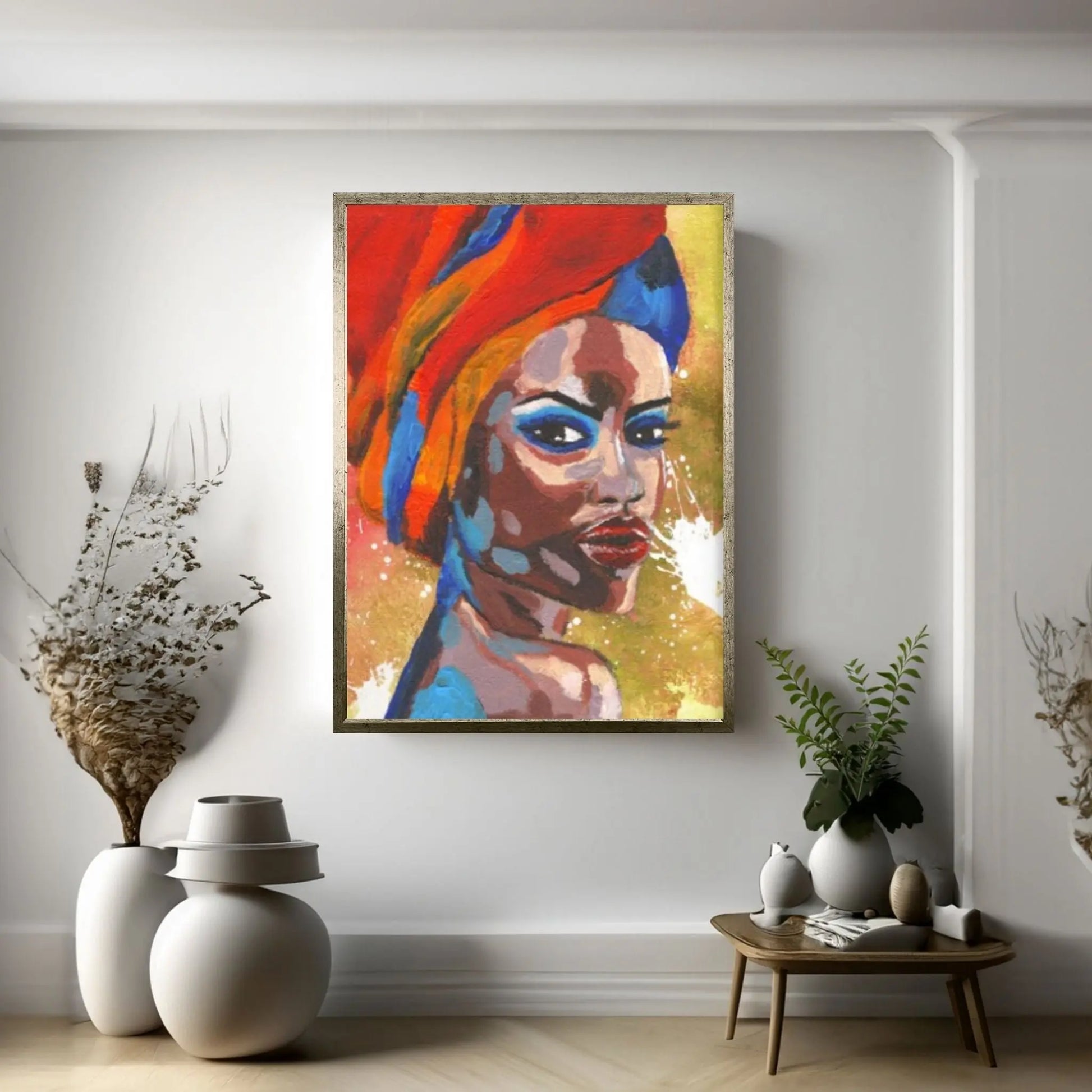 Black American Afro African Woman Indian Oil Painting on Canvas Posters and Prints Scandinavian Wall Art - Y Canvas