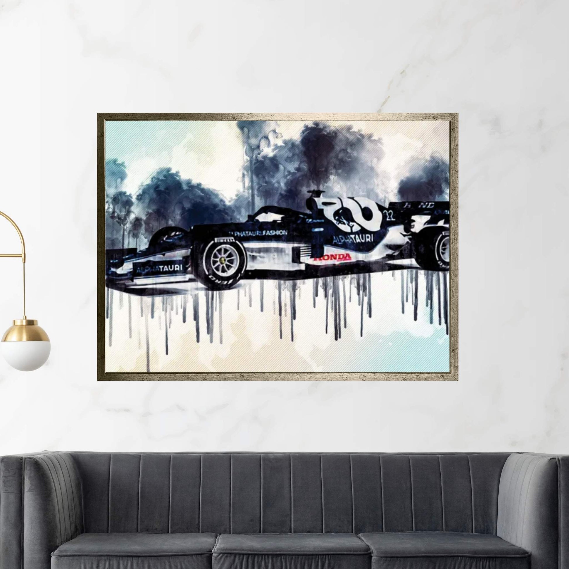 2021 Alphatauri AT02 Formula 1 Car Canvas Wall Art - Y Canvas