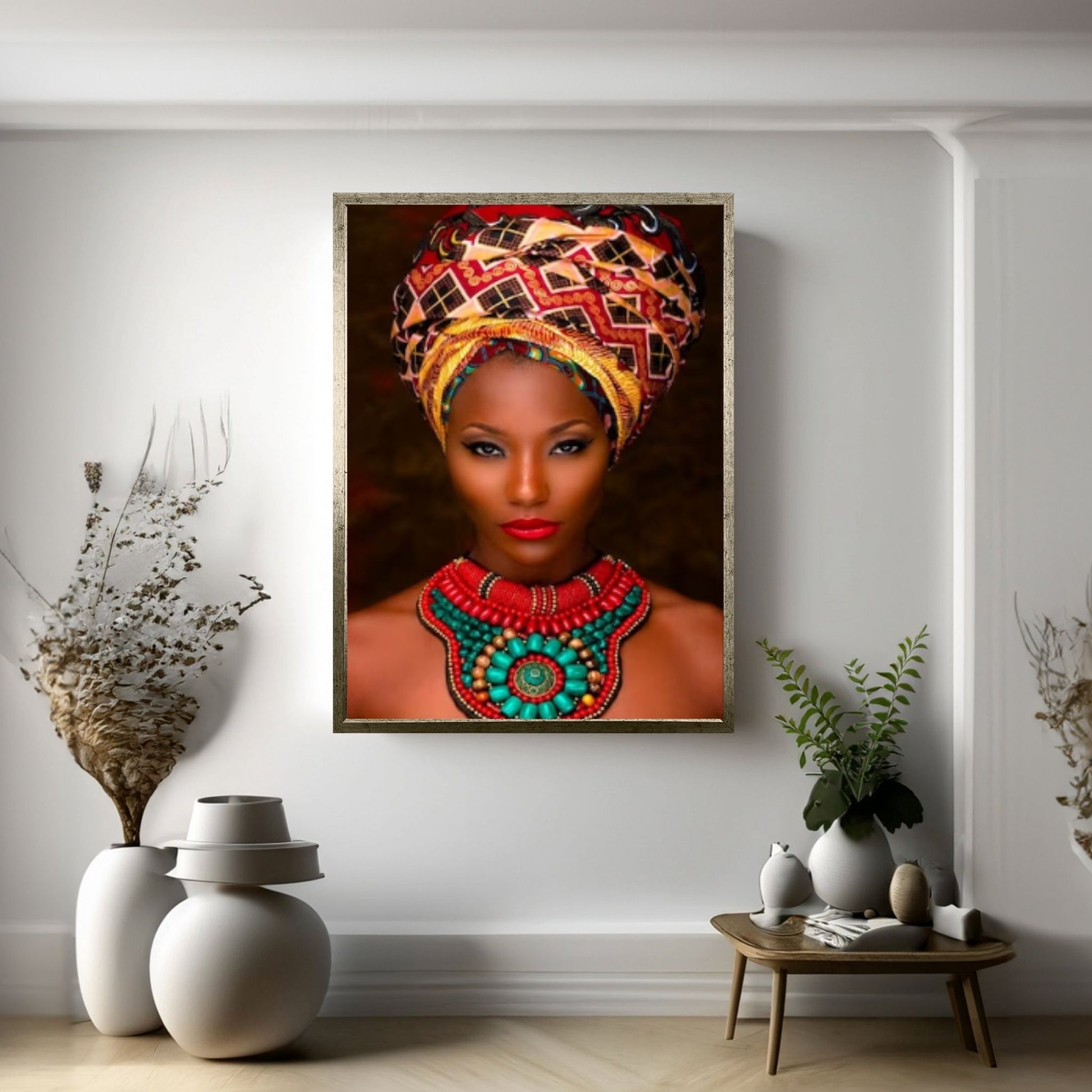 African Woman Portrait Wall Art /African Woman Canvas Print / African American Home Decor Black Woman Make Up - Y Canvas