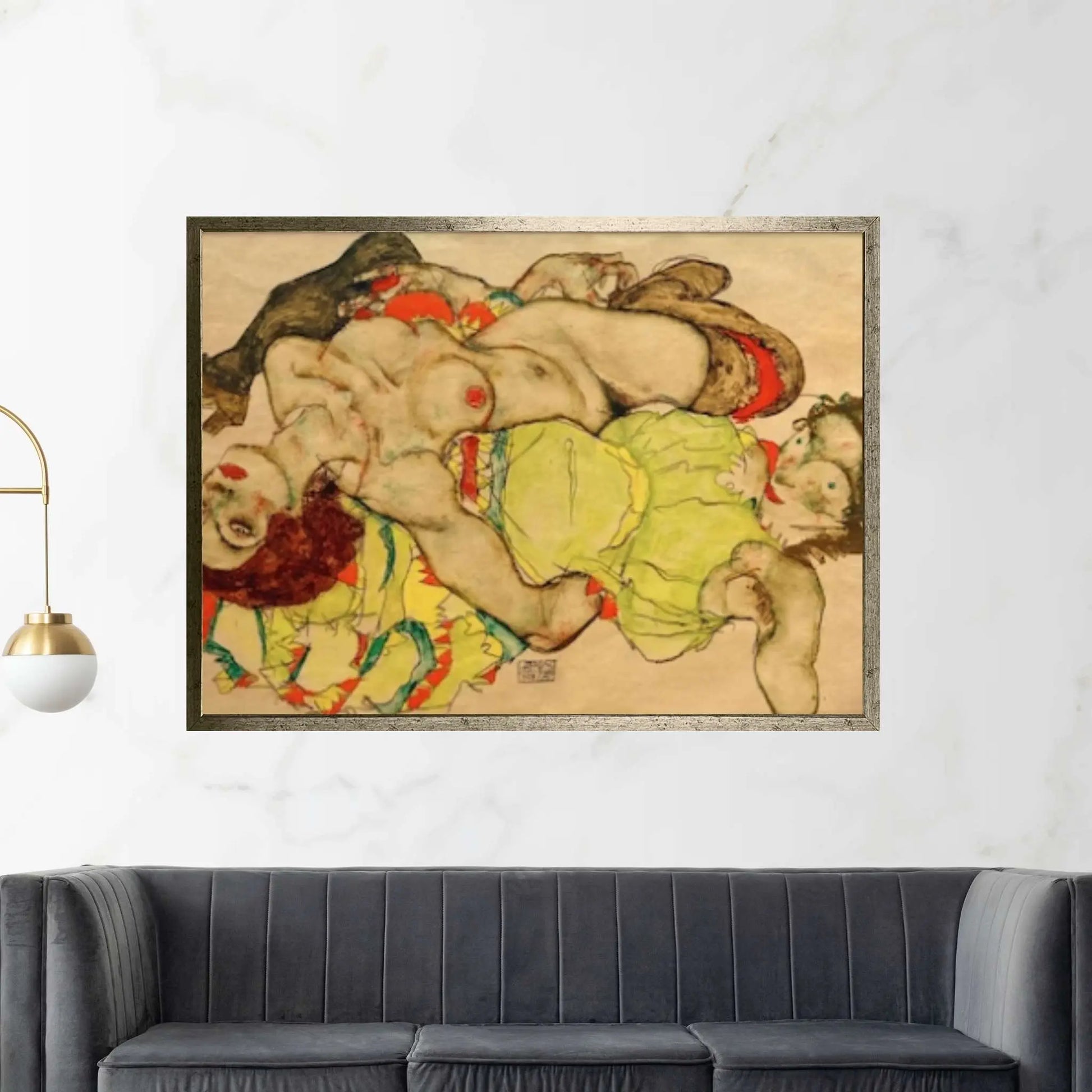 Egon Schiele Female Lovers (1915) Canvas Print Wall Art, Egon Schiele print - Y Canvas