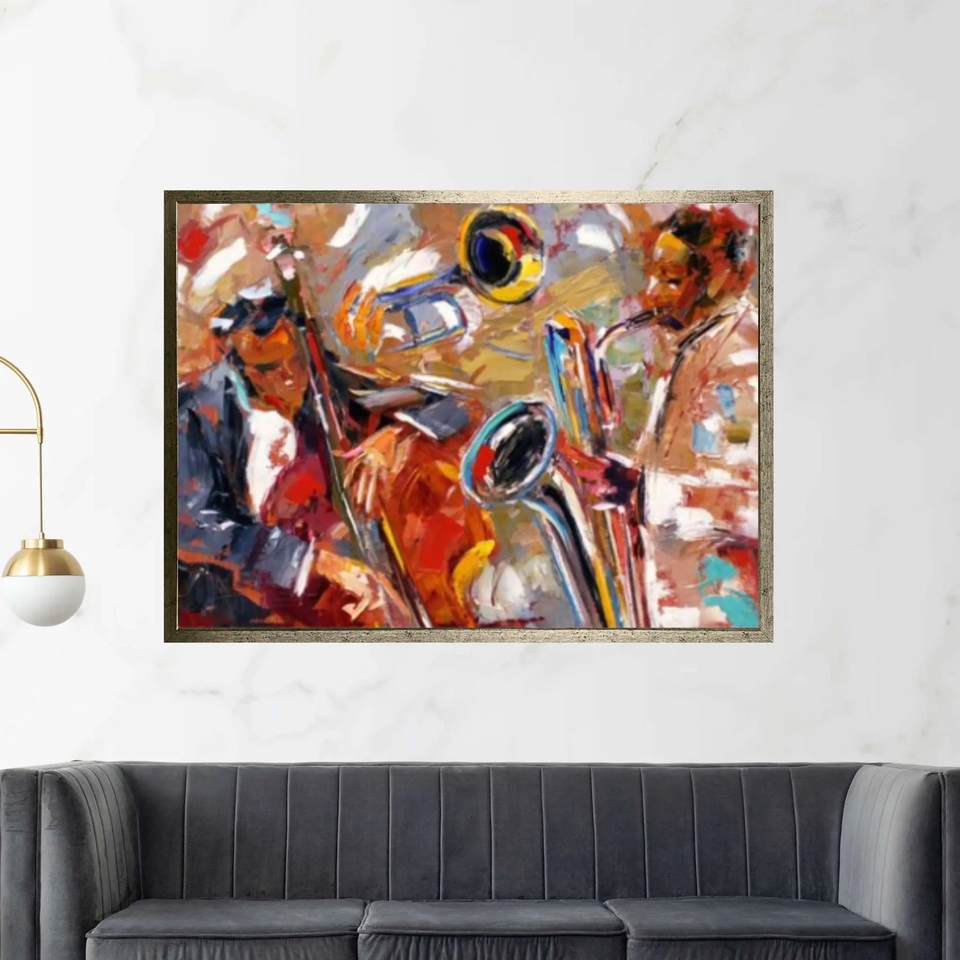 African Musicians Painting, Cello And Saxophone, Jazz Wall Art, African Jazz Canvas - Y Canvas