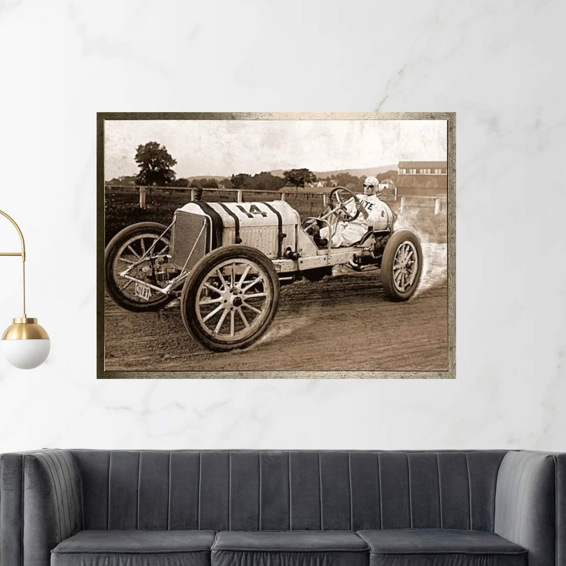 Vintage Photo Race Car Canvas Wall Art - Y Canvas