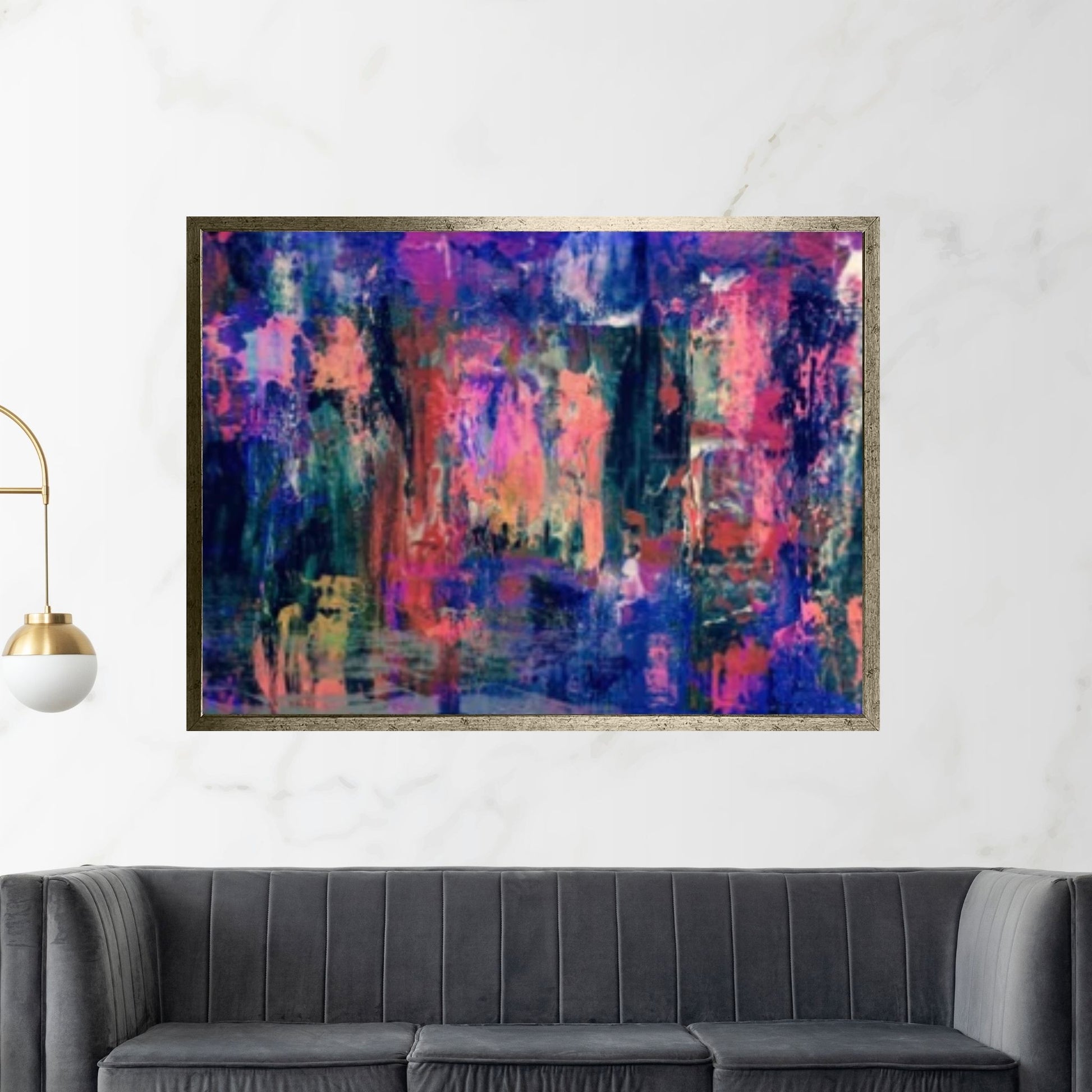 Large Blue Pink Painting Abstract Art,Contemporary Art Modern Oil Painting - Y Canvas