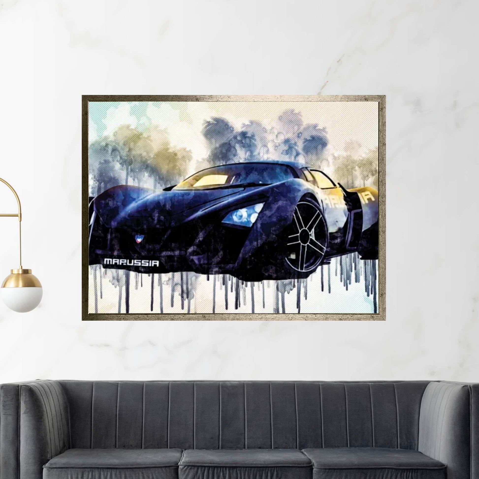 Marussia B2 Russian Hypercar Black Sports Marussia Motors Canvas Wall Art - Y Canvas